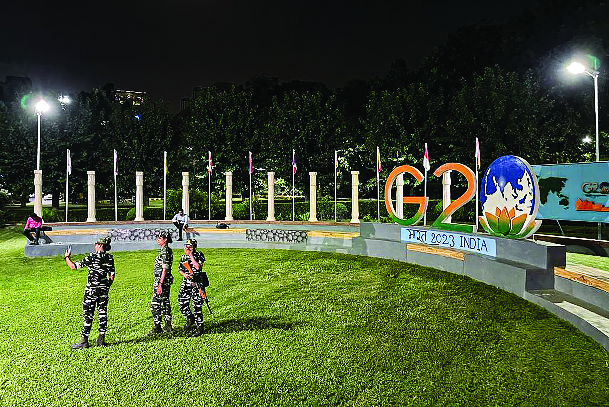 G20 commemorative park displays logo and flags of member nations G20 commemorative park displays logo and flags of member nations