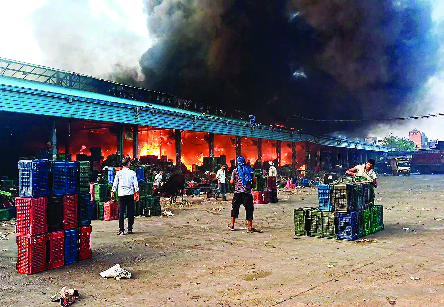Fire breaks out at Azadpur Mandi, no casualties reported