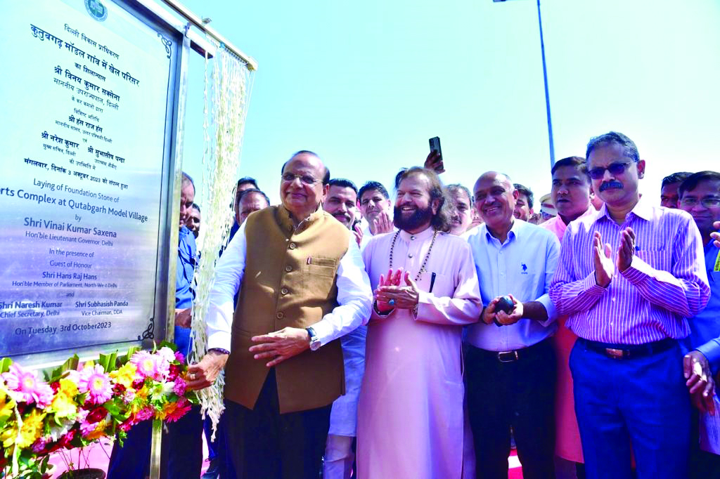 L-G lays foundation stone for DDA sports complex in Qutab Garh village L-G lays foundation stone for DDA sports complex in Qutab Garh village