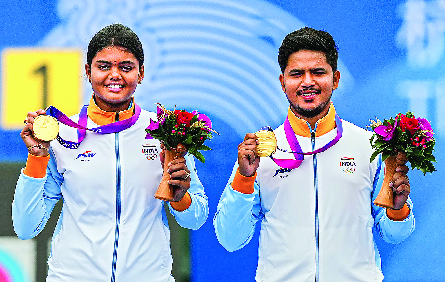 Jyothi-Ojas pair wins archery gold medal, a first for India