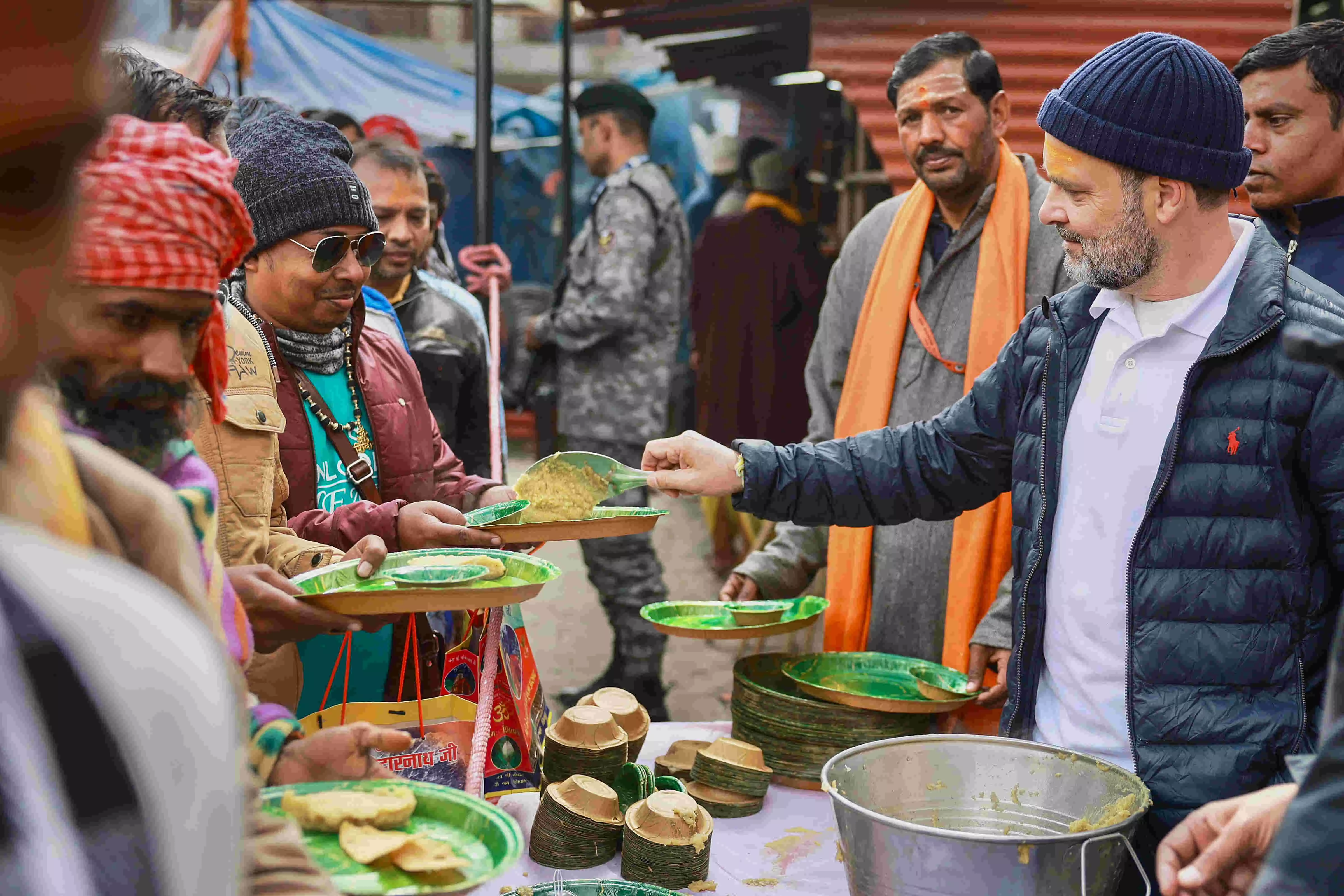 Rahul Gandhi serves food to devotees at bhandara in Kedarnath