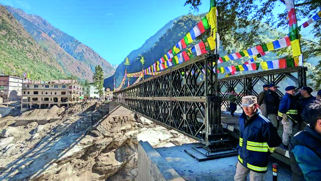 Mangan reconnected to Chungthang via 200-ft-long Bailey Bridge Mangan reconnected to Chungthang via 200-ft-long Bailey Bridge