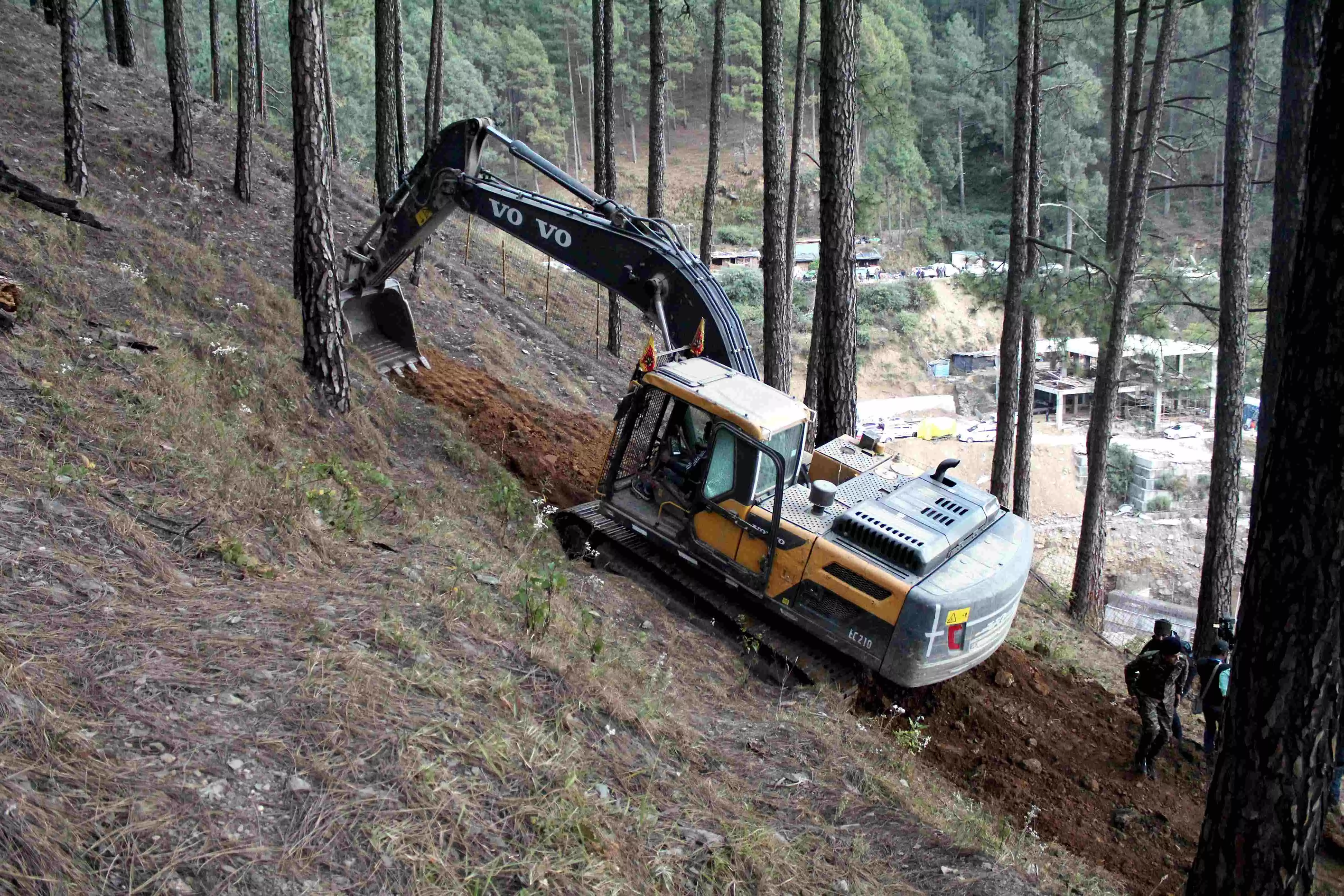 Silkyara Tunnel collapse: BRO making road to top of hill to start vertical drilling