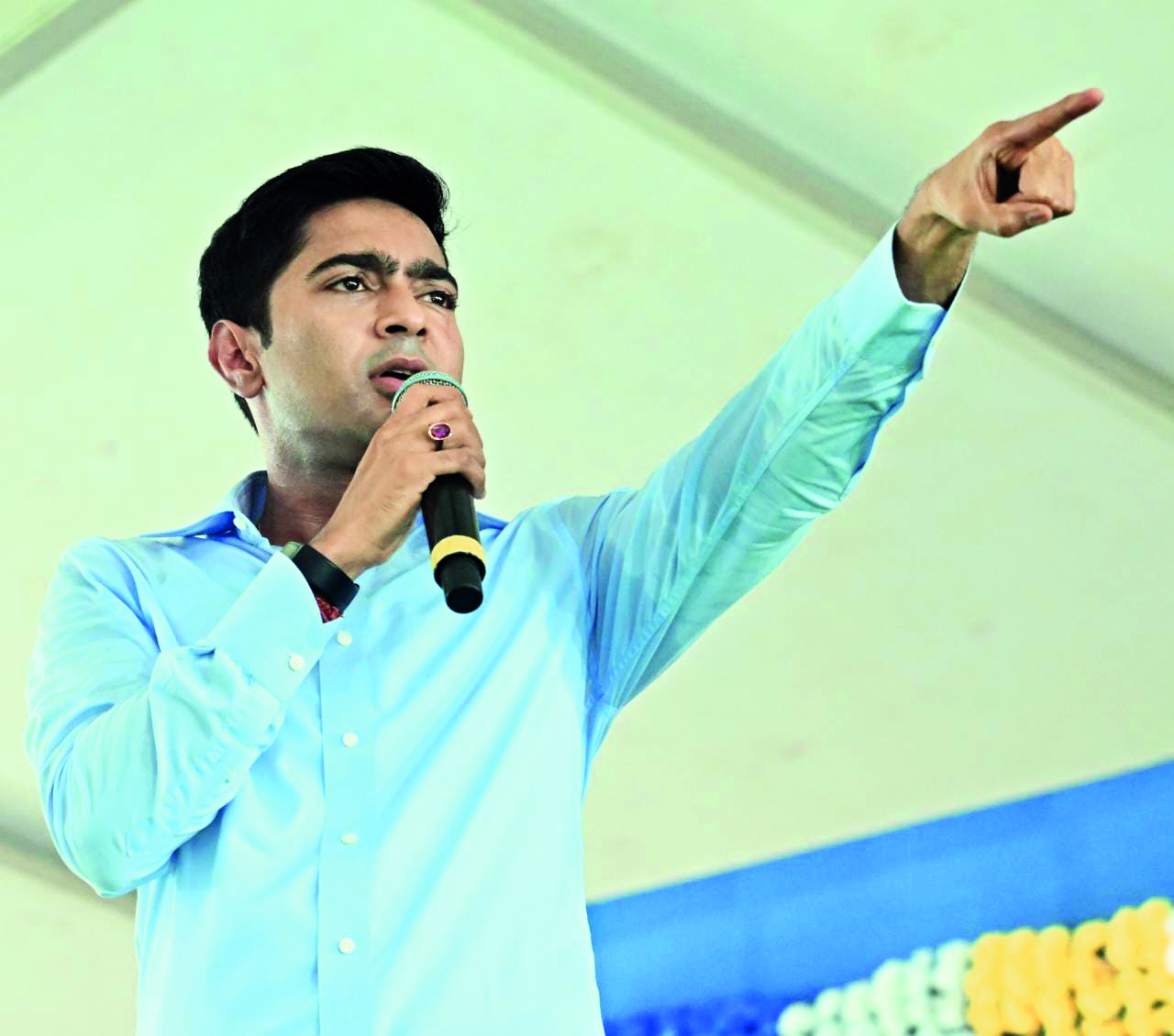 Abhishek attends party meet virtually at Netaji Indoor Abhishek attends party meet virtually at Netaji Indoor