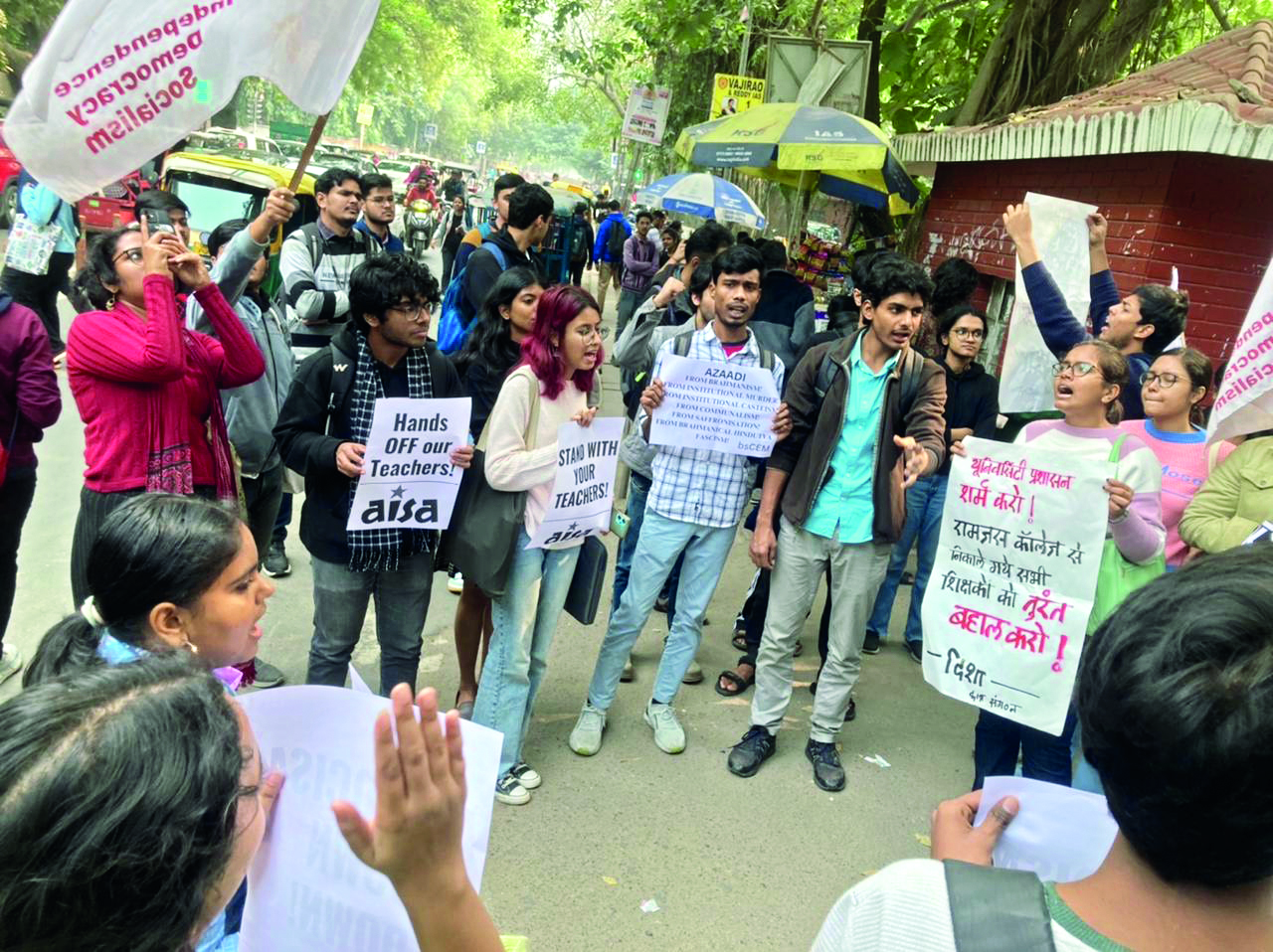 Ramjas students protest against displacement of ad hoc professors