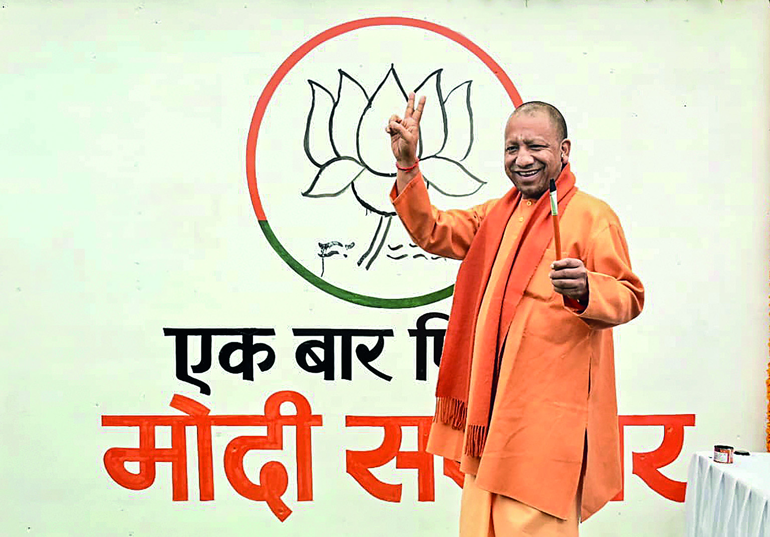 CM Yogi Adityanath launches BJP Wall Writing Campaign in UP