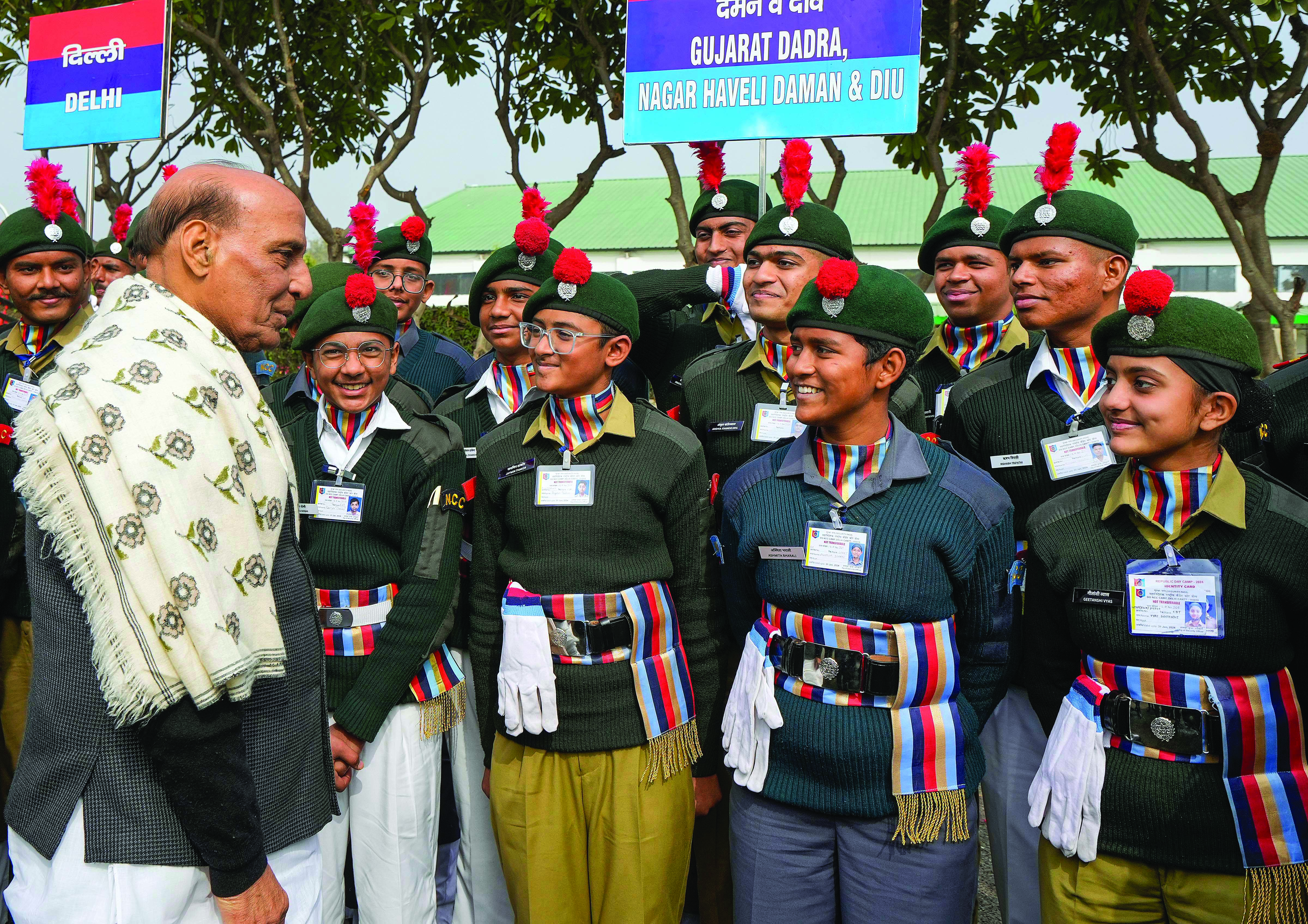 Rajnath interacts with NCC cadets at Republic Day camp