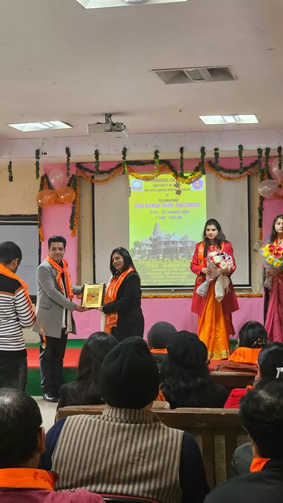 Shri Aurobindo College Celebrates Ram Temple Consecration with Grand Ceremony
