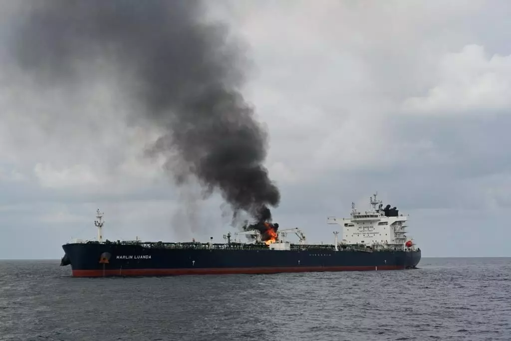 INS Visakhapatnam rushes to aid distressed MV Marlin Luanda in Gulf of Aden INS Visakhapatnam rushes to aid distressed MV Marlin Luanda in Gulf of Aden
