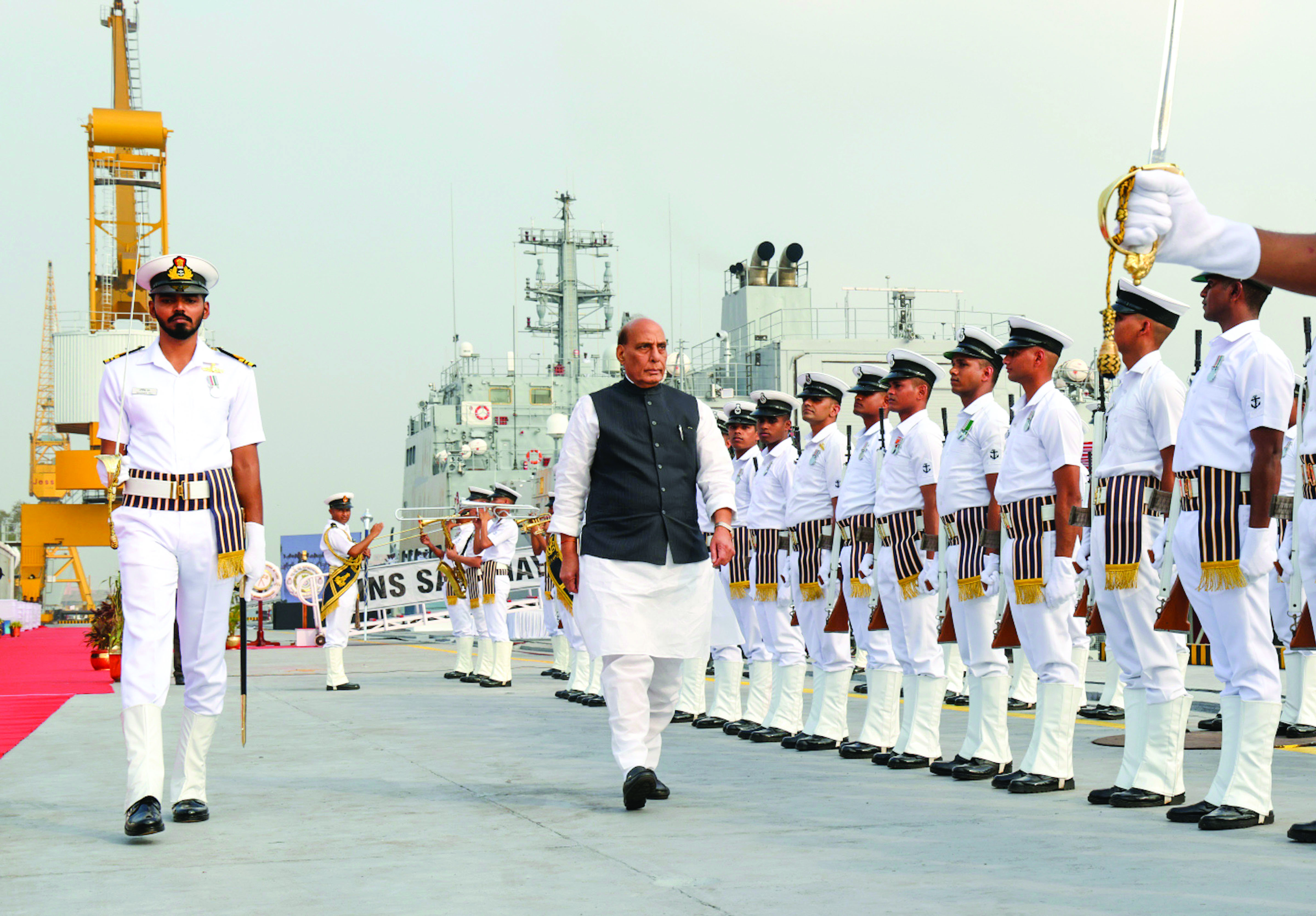 Defence minister commissions INS Sandhayak, warns pirates