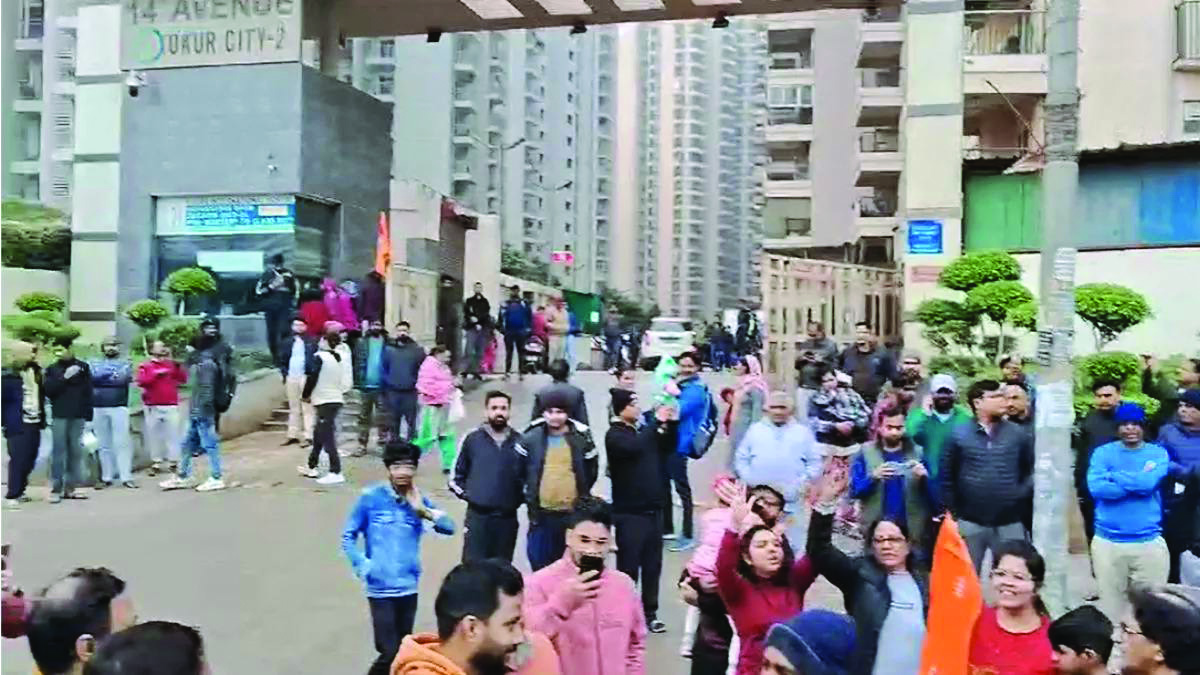 Gr Noida West residents protest against rising stray dog menace Gr Noida West residents protest against rising stray dog menace