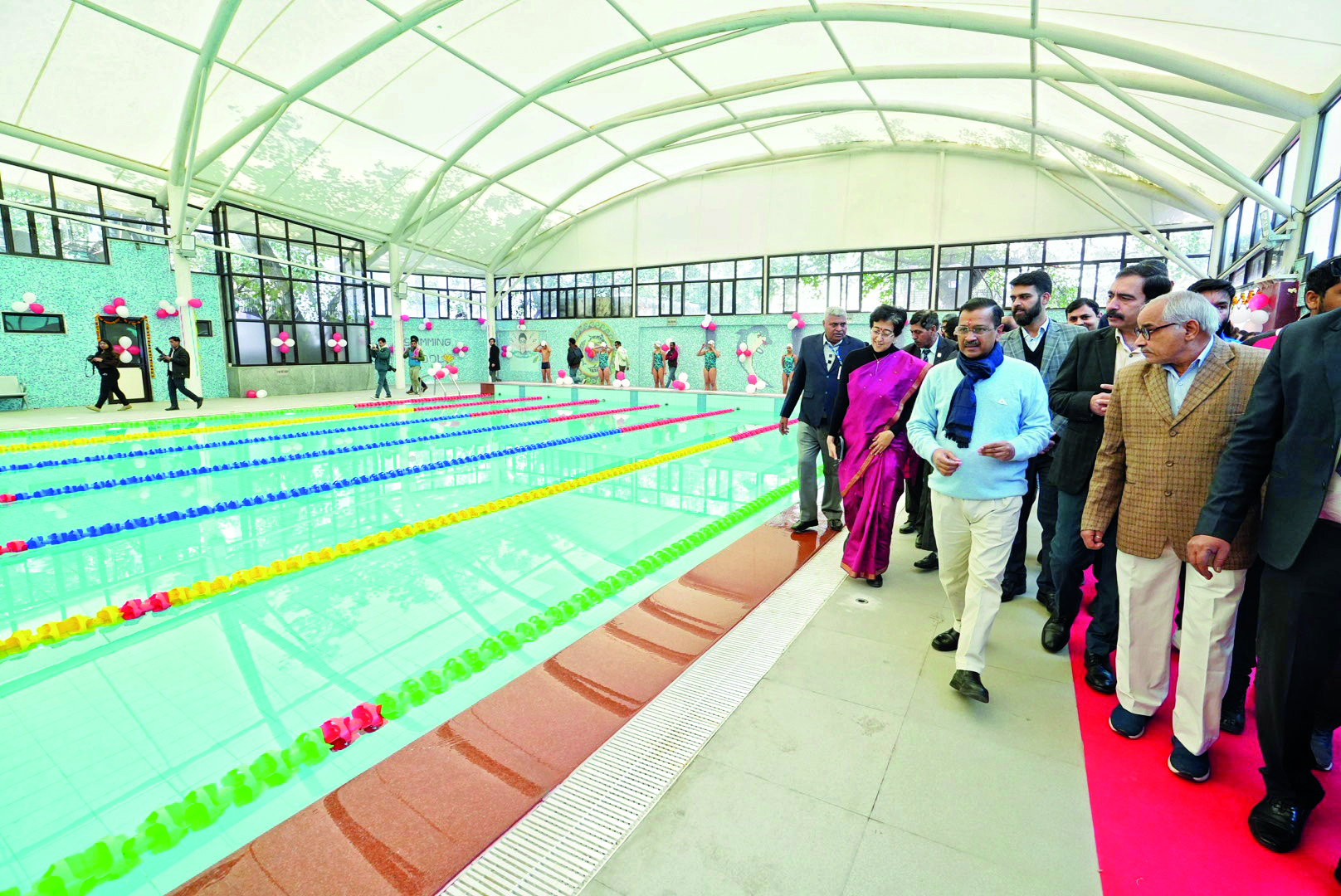 CM inaugurates air-conditioned indoor swimming pool at Delhi Sports School