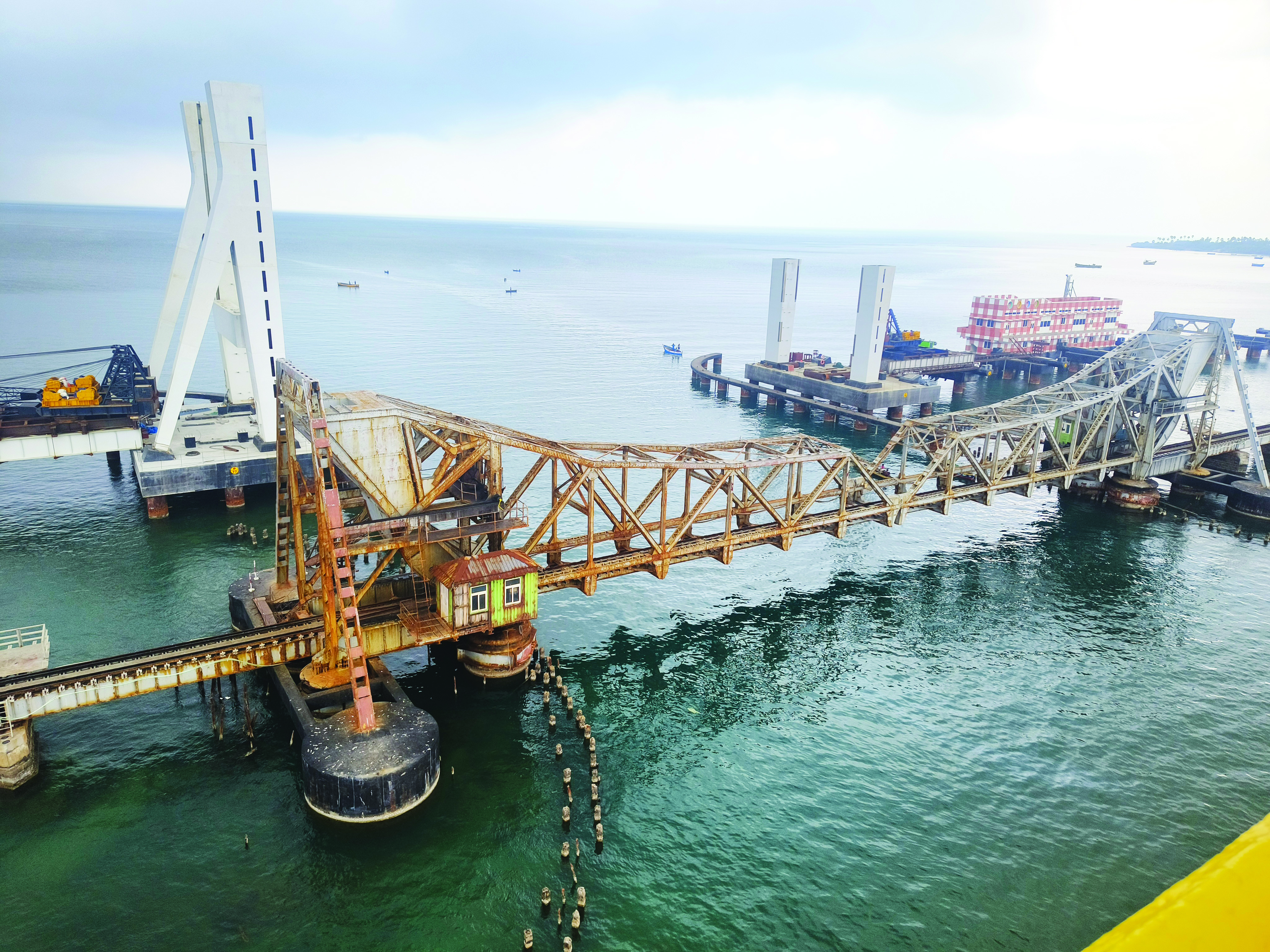 Pamban Bridge replacement with vertical railway bridge Pamban Bridge replacement with vertical railway bridge