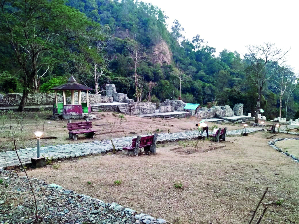 Glowing lights illuminate historic Buxa Fort