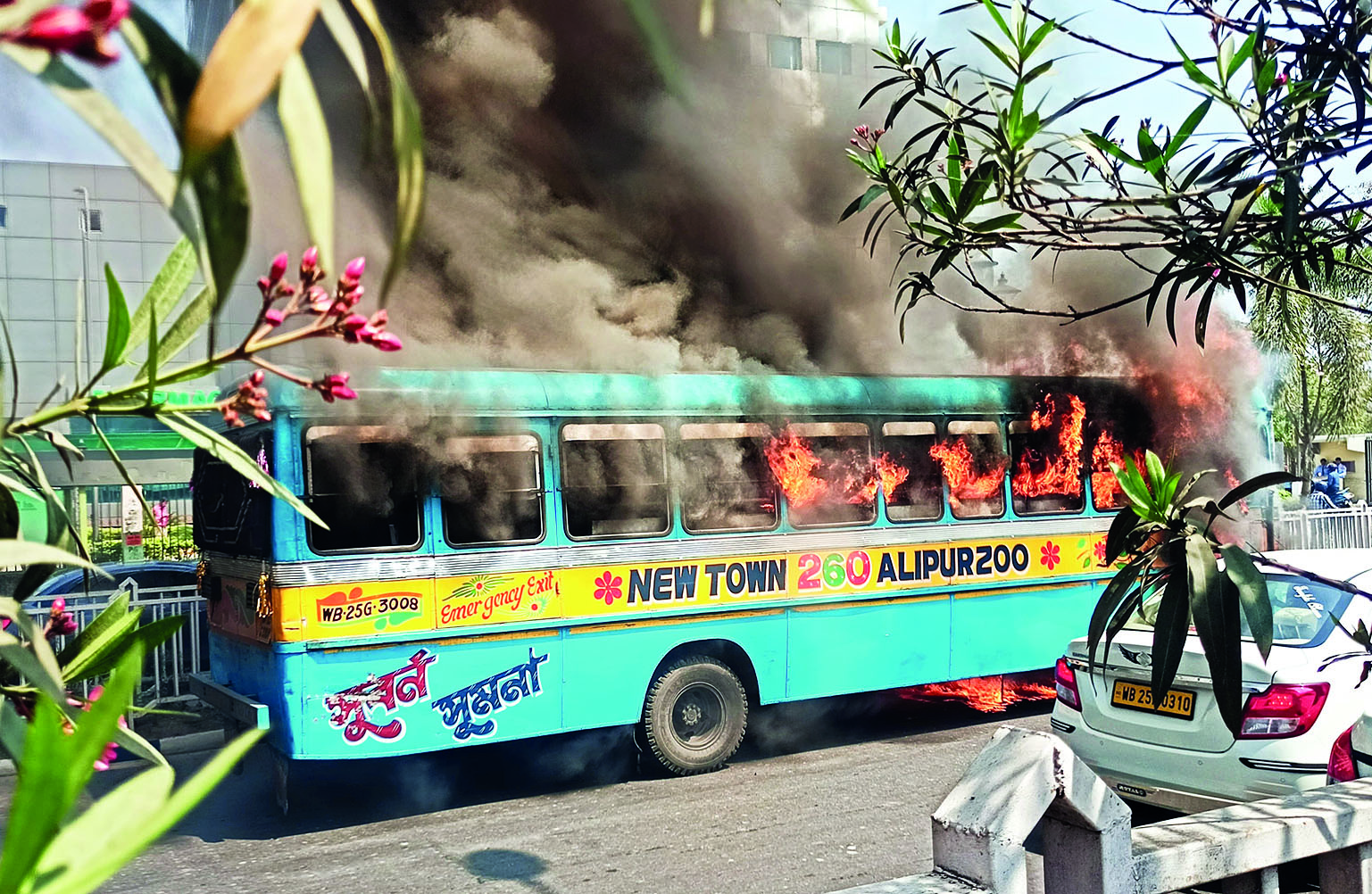 New Town: Bus catches fire, none hurt