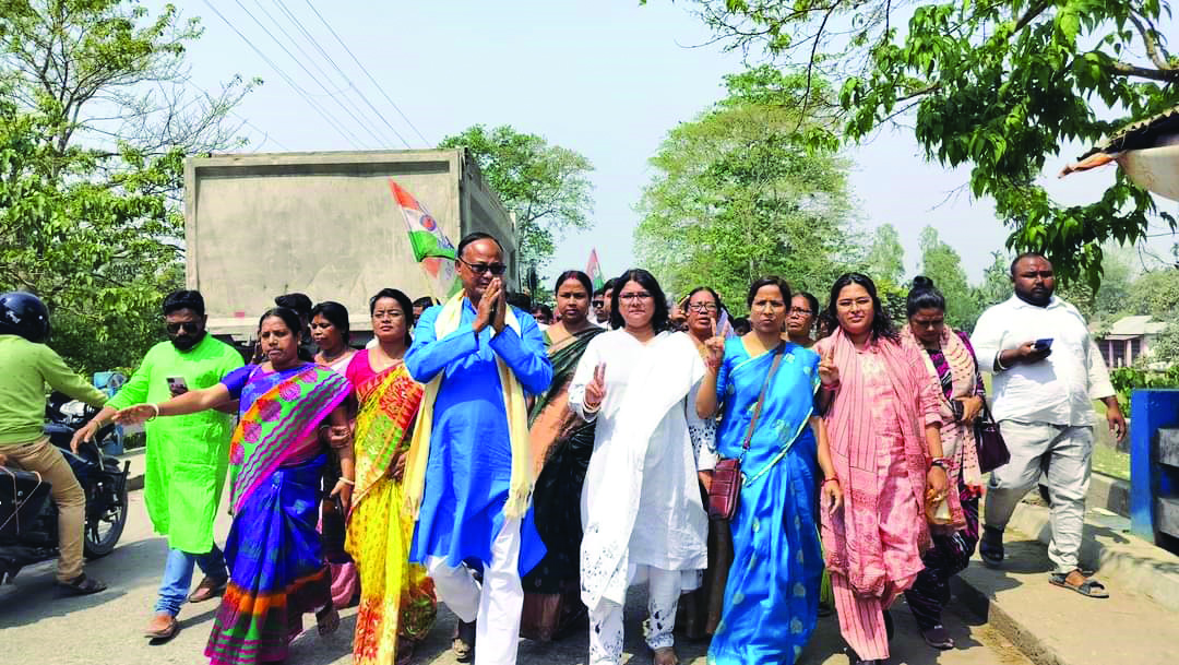 TMC candidate for Cooch Behar campaigns through ‘Banglar Adhikar’ march