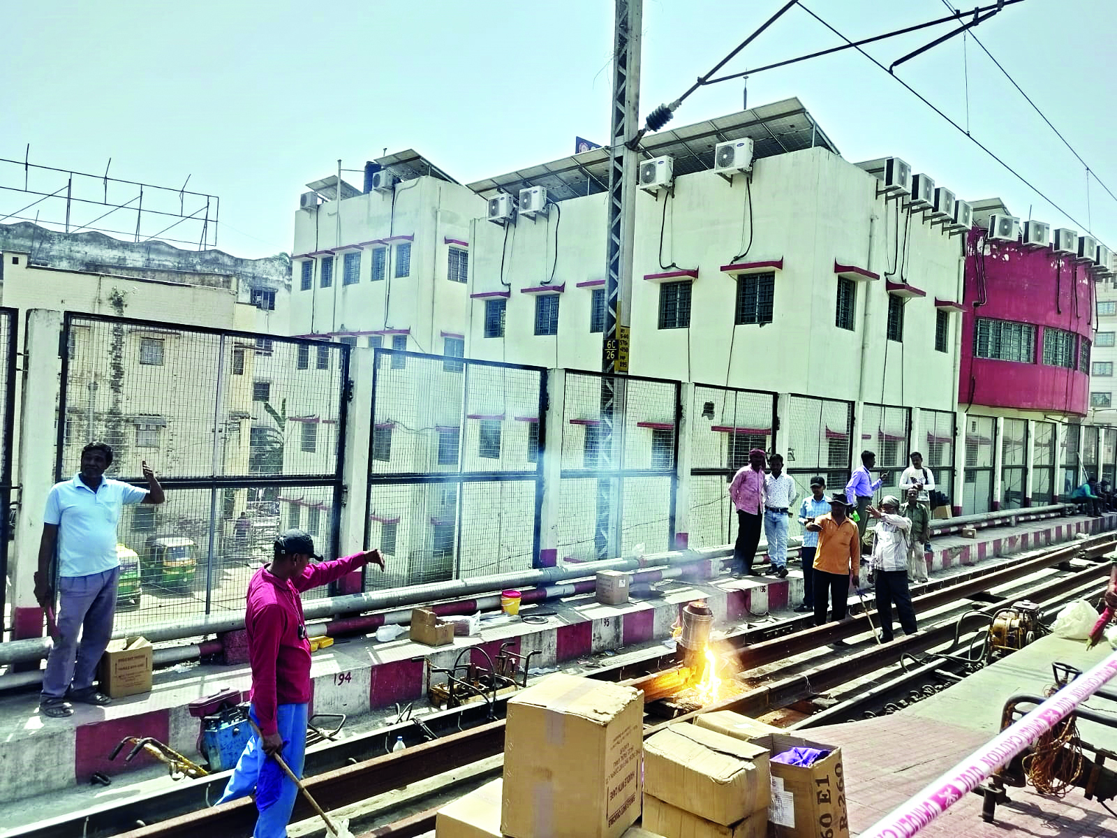 DRM Sealdah inspect ballastless track strengthening work at Dum Dum Junction