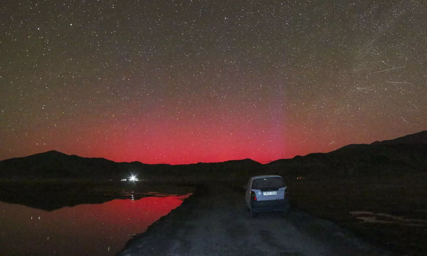 Severe solar storm triggers rare auroral arc in Ladakh sky