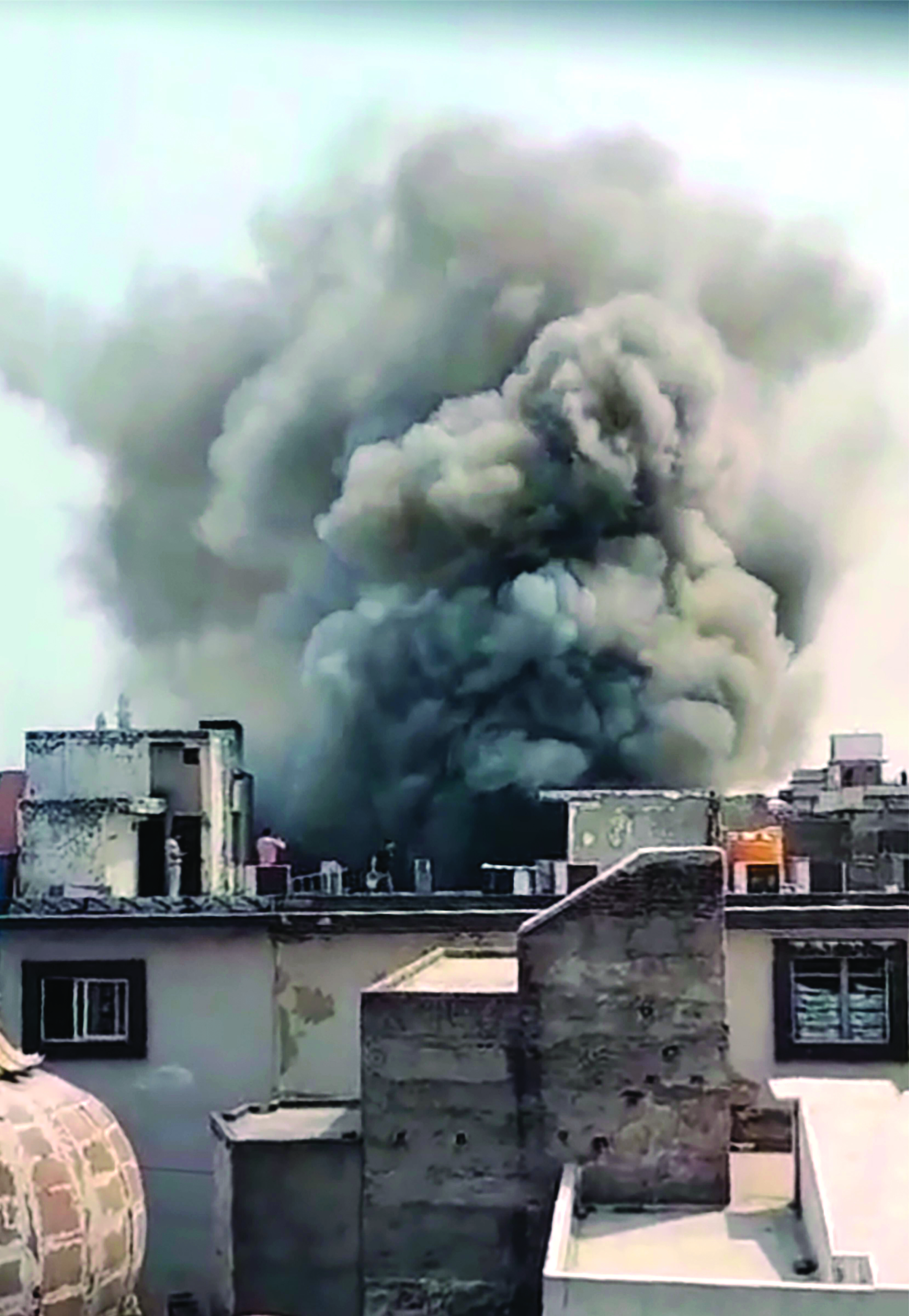 Fire erupts at a shop in Kinari Bazaar near Delhi’s Jama Masjid