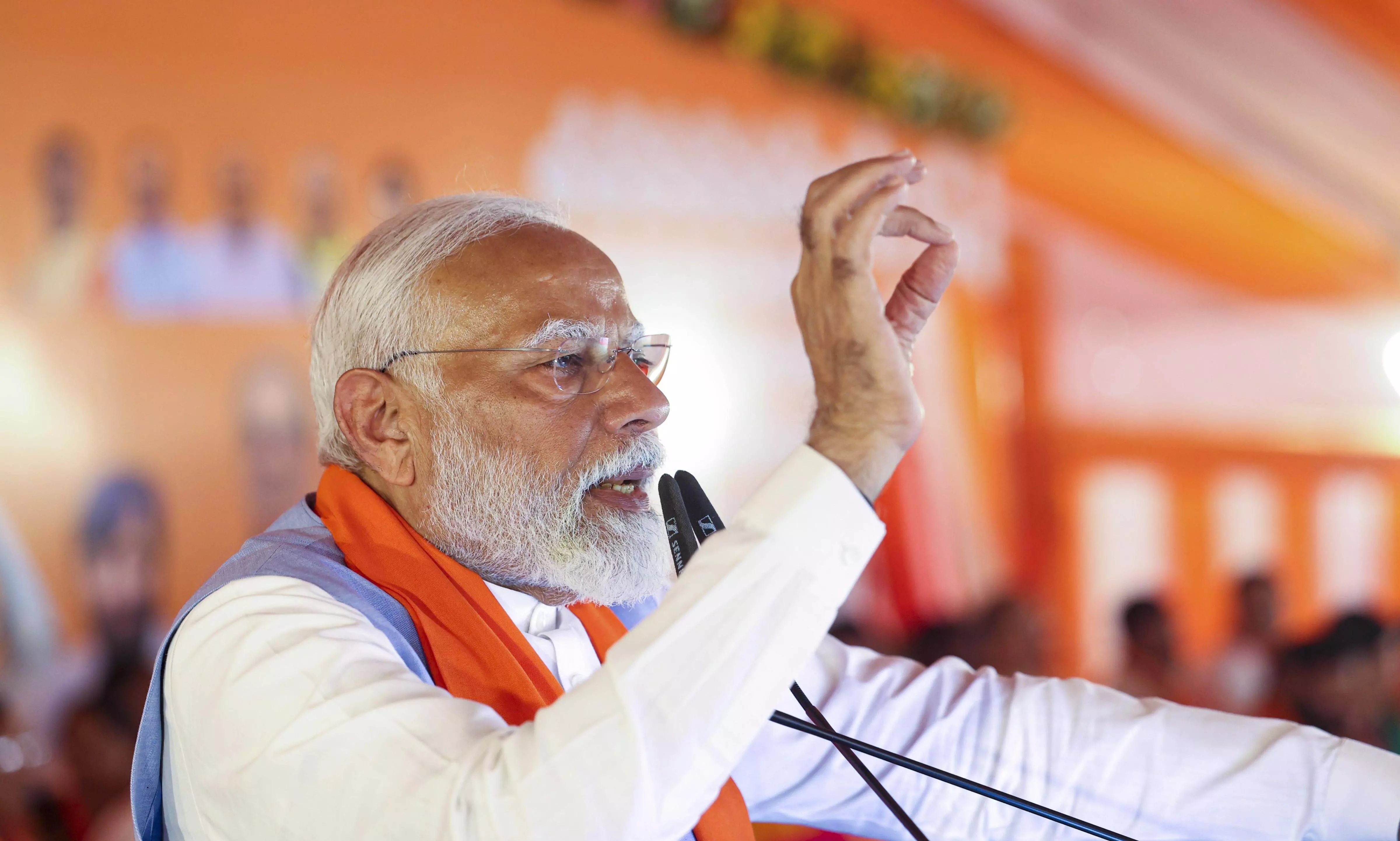 PM takes swipe at Cong, INDIA bloc: Aiming for 50 seats to salvage honour PM takes swipe at Cong, INDIA bloc: Aiming for 50 seats to salvage honour