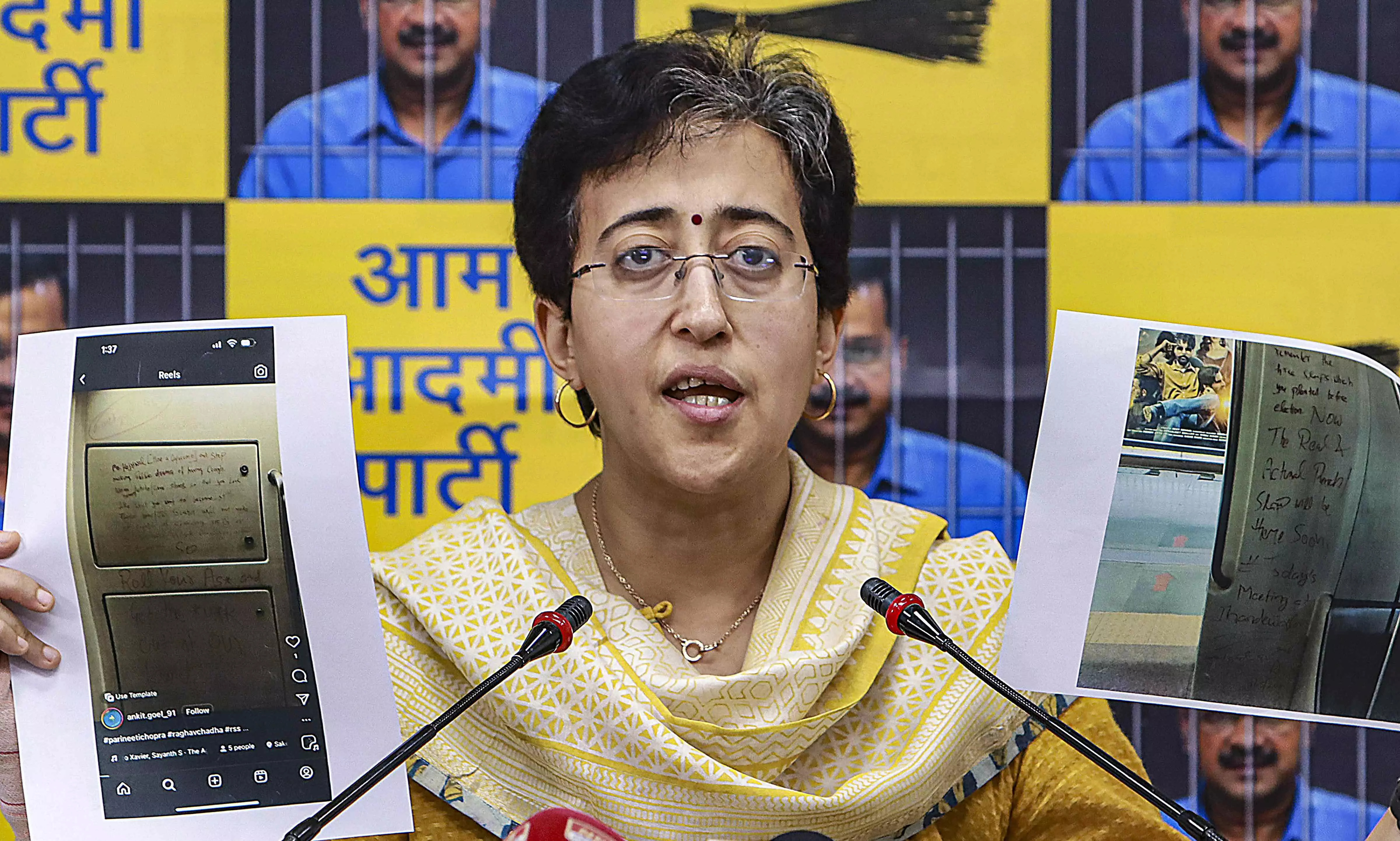 AAP accuses BJP after threatening graffiti surfaces in metro trains AAP accuses BJP after threatening graffiti surfaces in metro trains