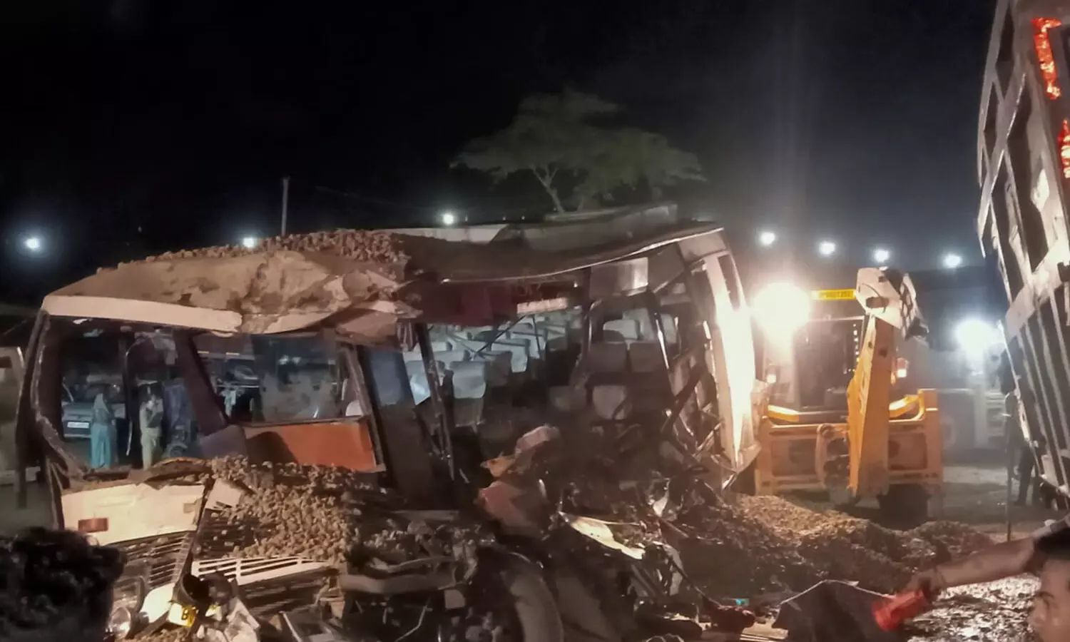 11 devotees dead in UPs Shahjahanpur as truck full of gravel overturns on their bus