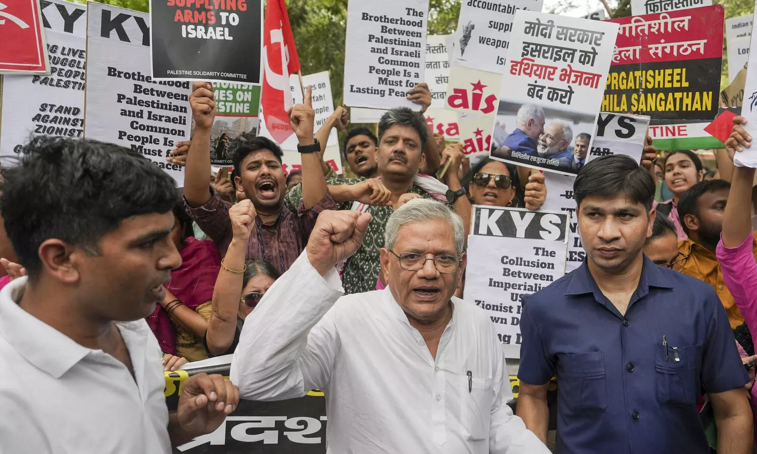 Genocide in Gaza, not war: Yechury at solidarity protest