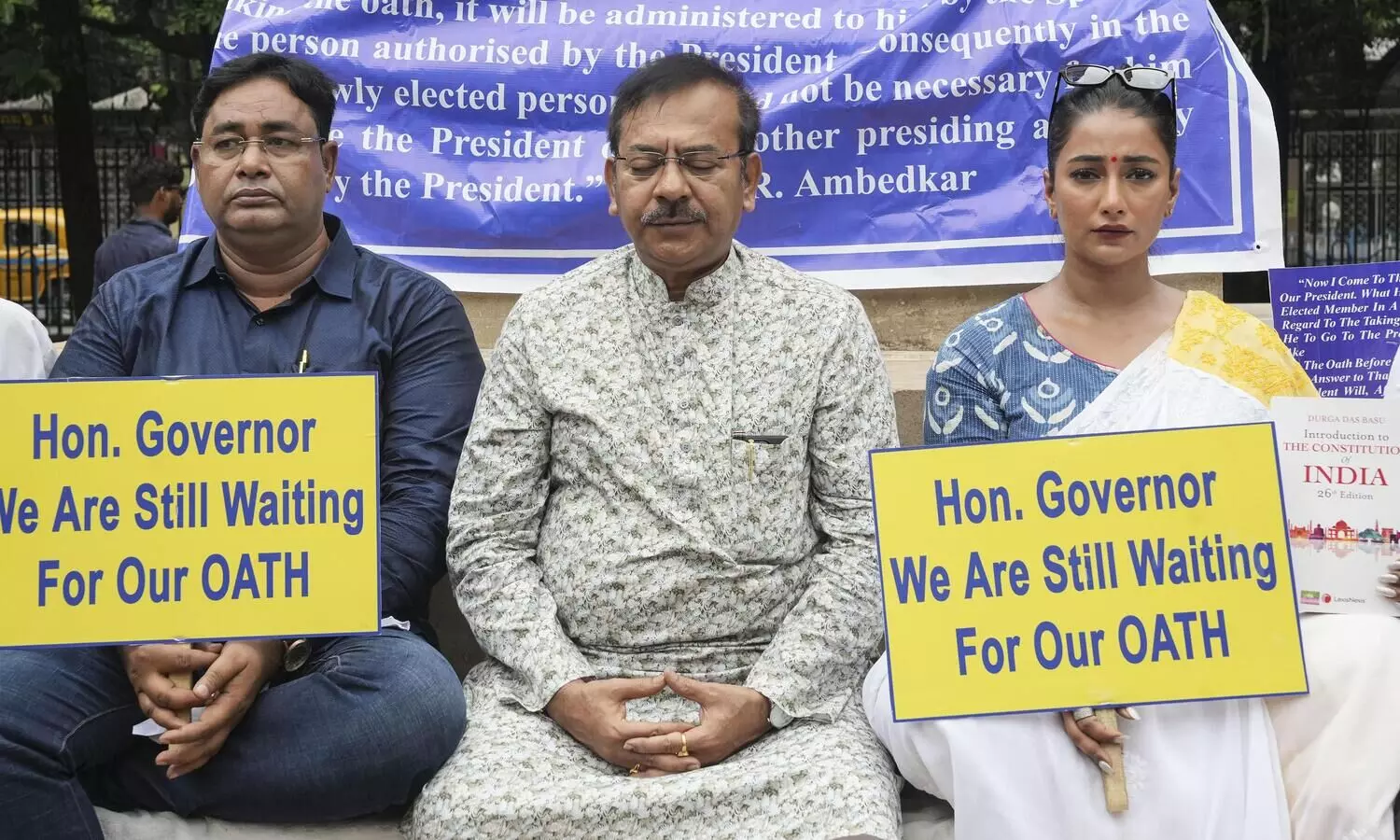 Two newly elected TMC MLAs resume dharna on Bengal assembly premises