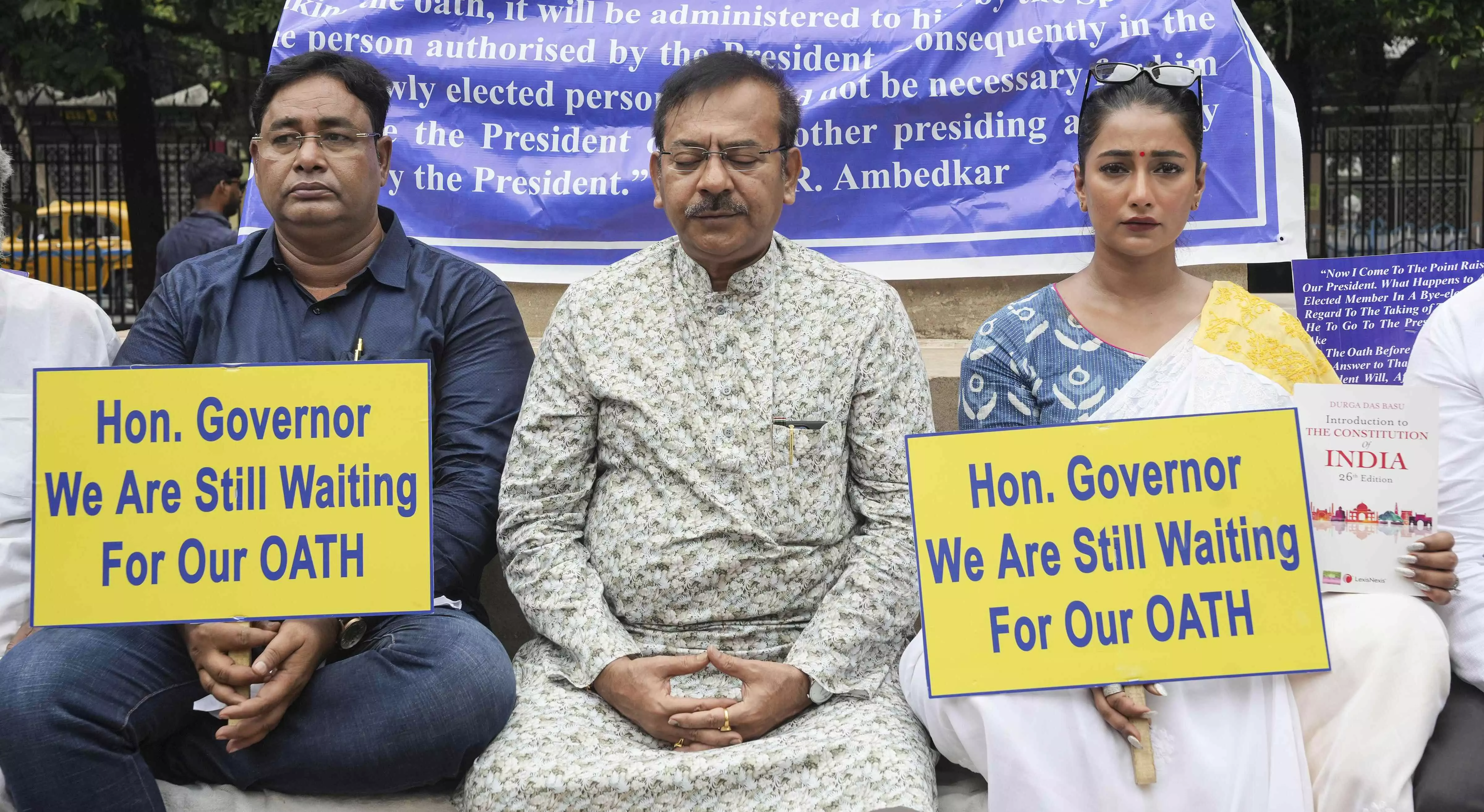 Two newly elected TMC MLAs resume dharna on Bengal assembly premises