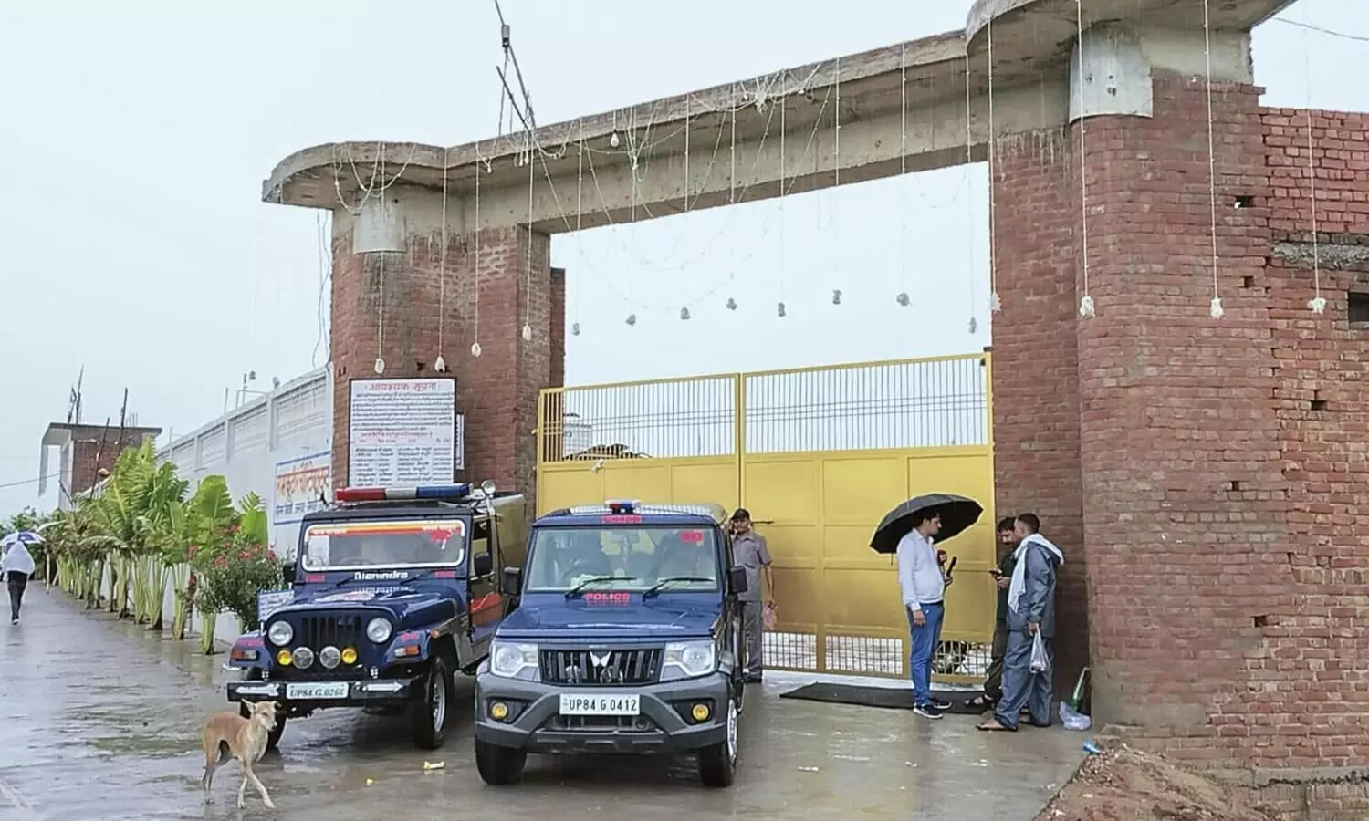 Day after stampede, large number of cops deployed outside religious preachers ashram