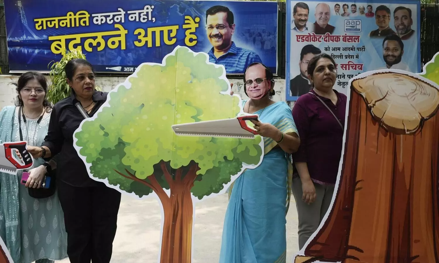 AAP protests near BJP office over cutting of 1,100 trees in Delhis southern ridge