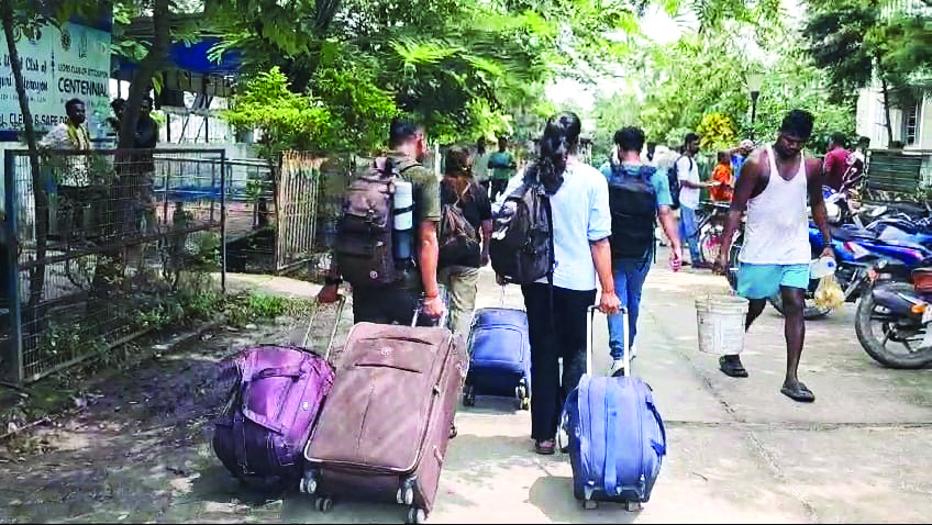 Pupils heave a sigh of relief after crossing over to India