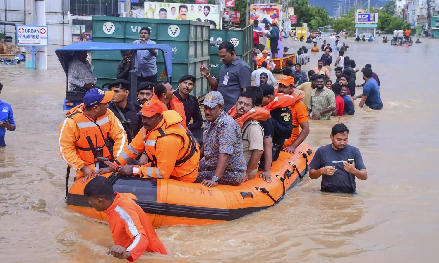Rains throw life out of gear in Vijayawada with power cuts, traffic disruption