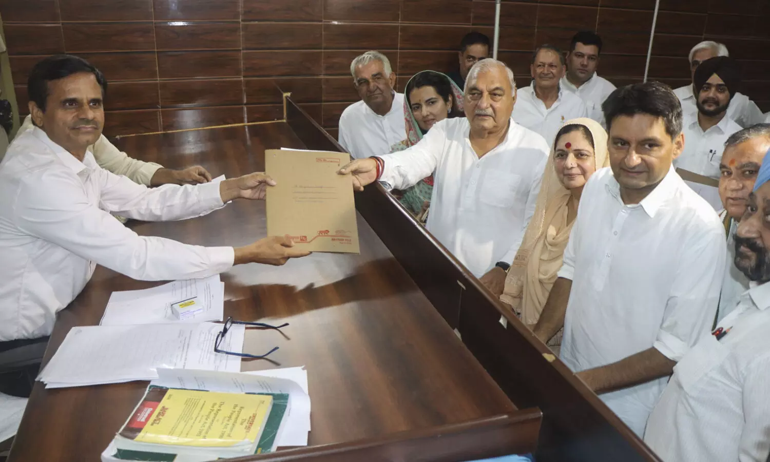 Hooda, Speaker Gupta file nominations for Haryana polls