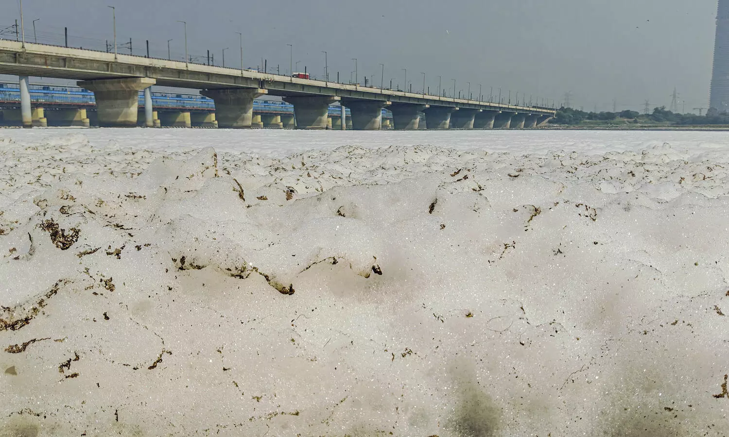Froth covers Delhis Yamuna river ahead of festive season posing health hazard