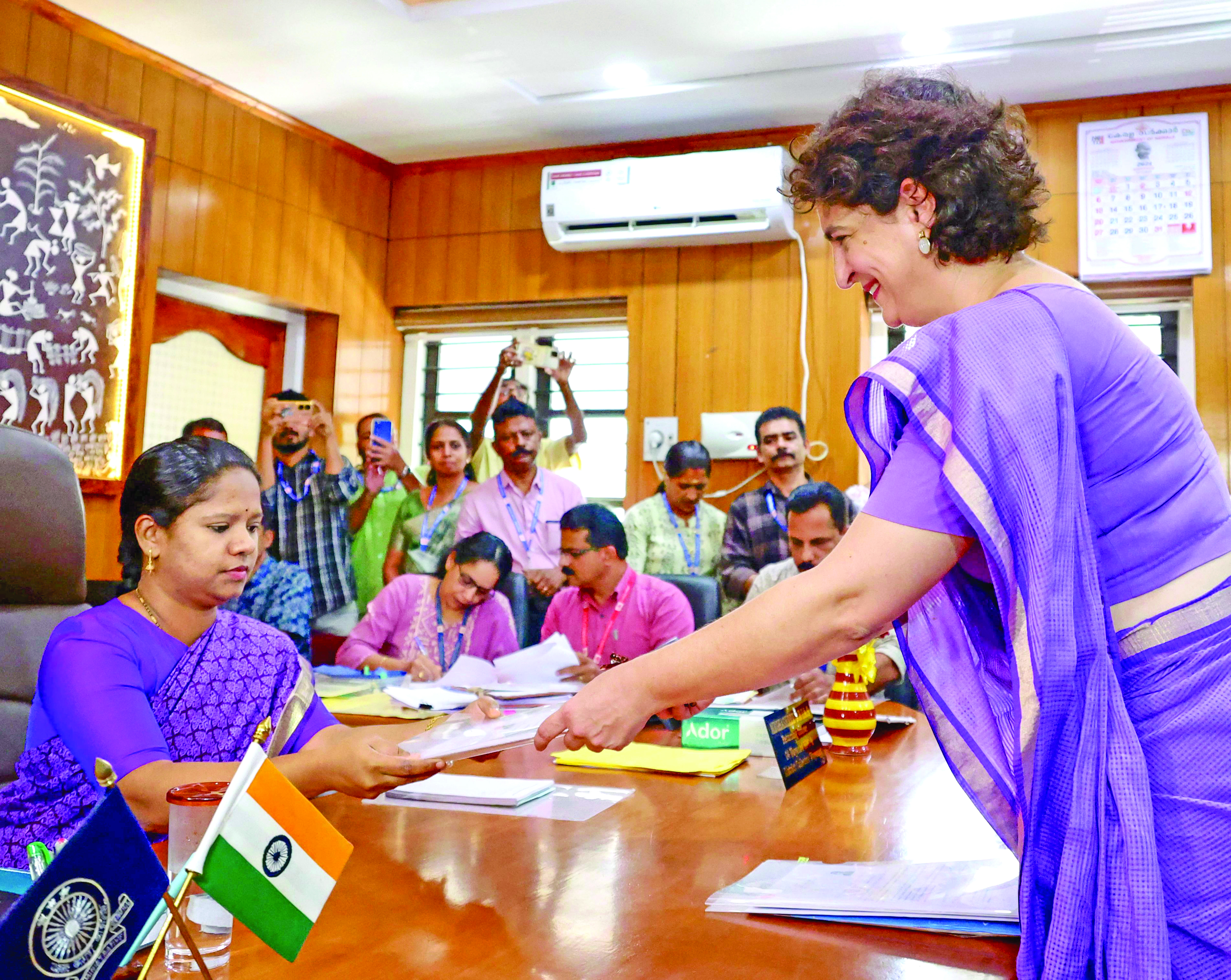 Priyanka files nomination for maiden electoral   battle from Wayanad seat
