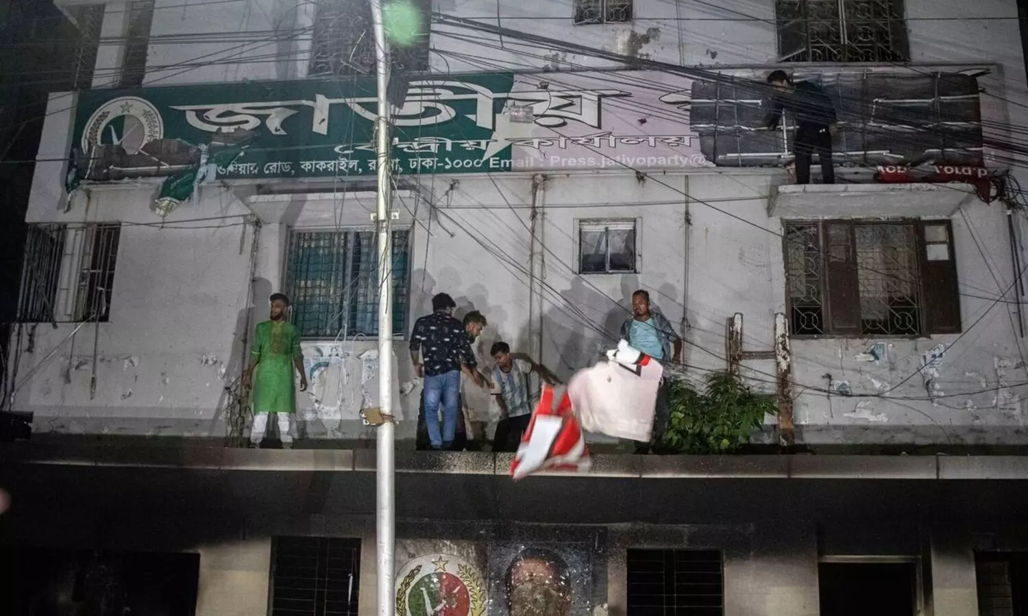 Attackers set fire to headquarters of Bangladesh party that backed ousted leader Sheikh Hasina