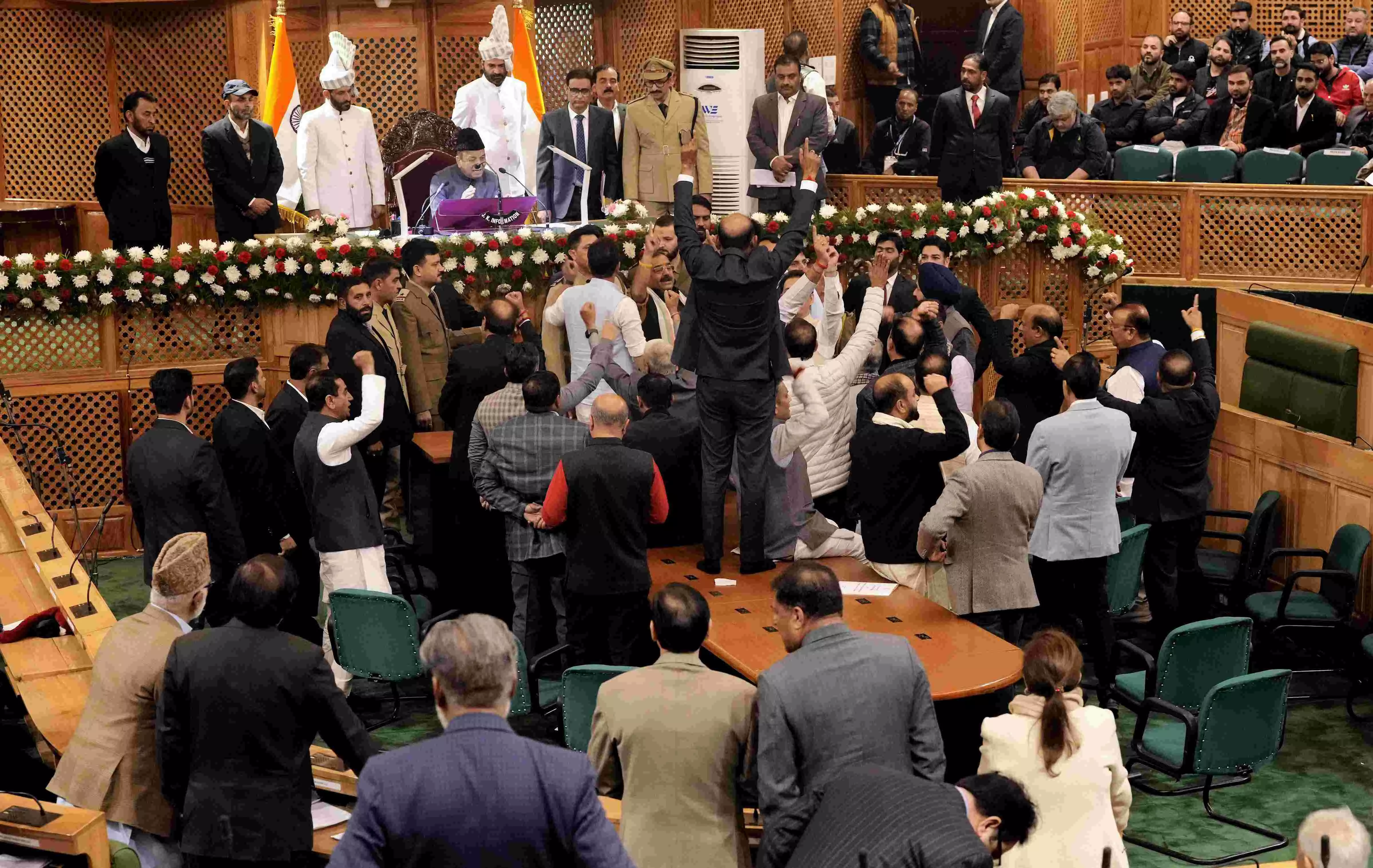 Jai Shri Ram chants echo in J-K Assembly amid ruckus over resolution to restore special status Jai Shri Ram chants echo in J-K Assembly amid ruckus over resolution to restore special status