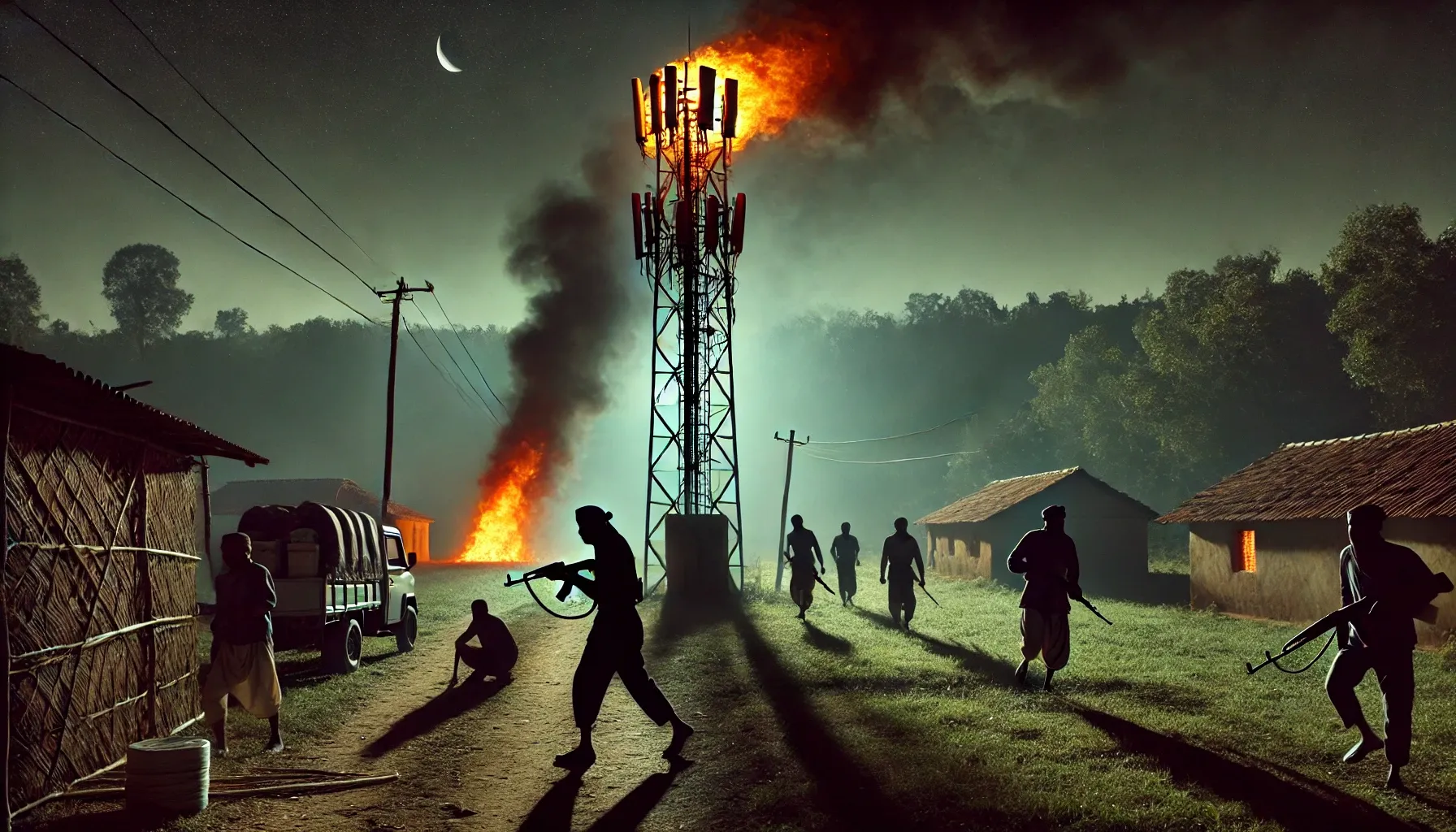 Naxalites torch mobile phone tower in Chhattisgarhs Bijapur