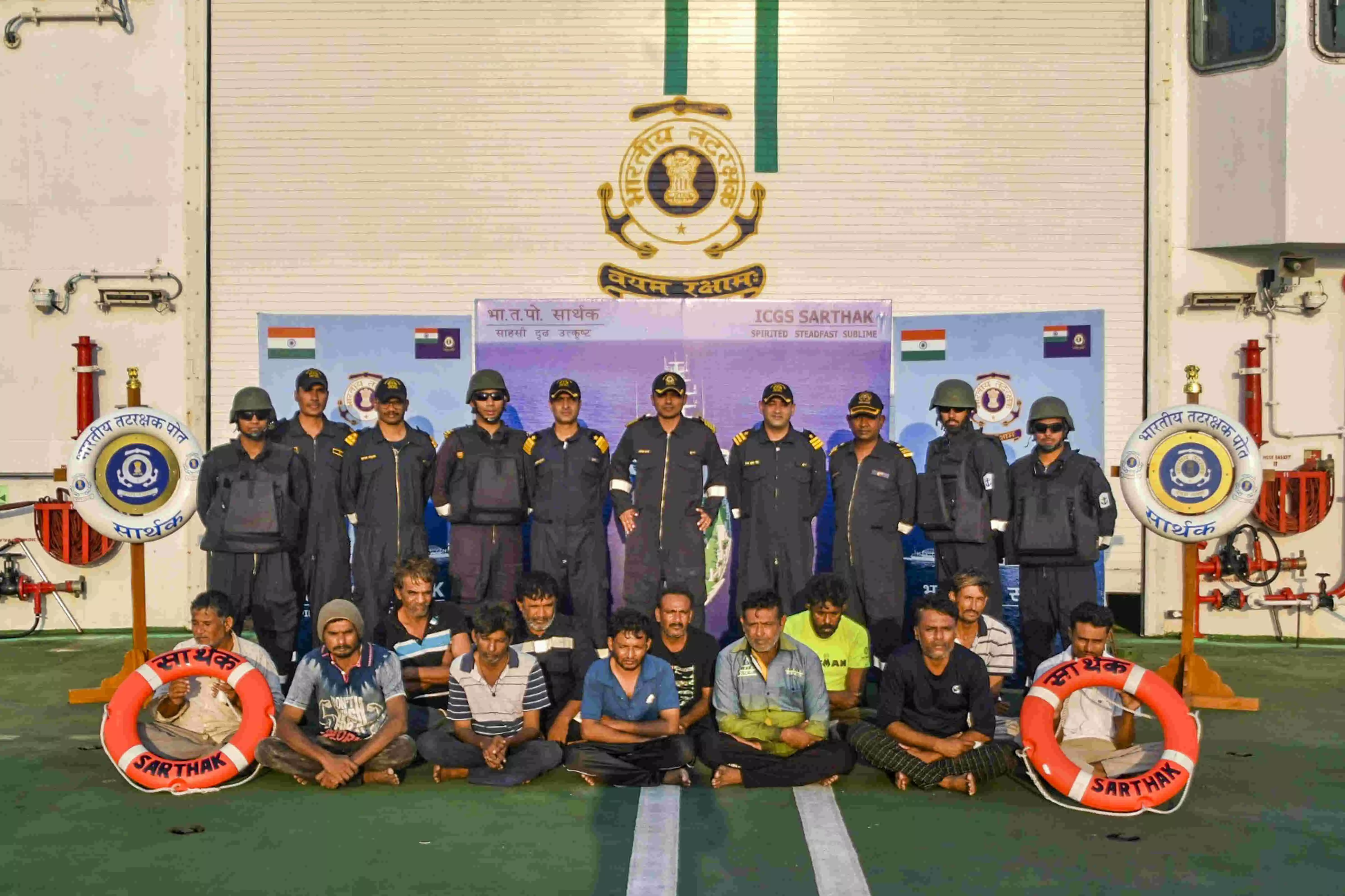 12 Indian crew members of sunken ship rescued by Coast Guard with Pak agencys help