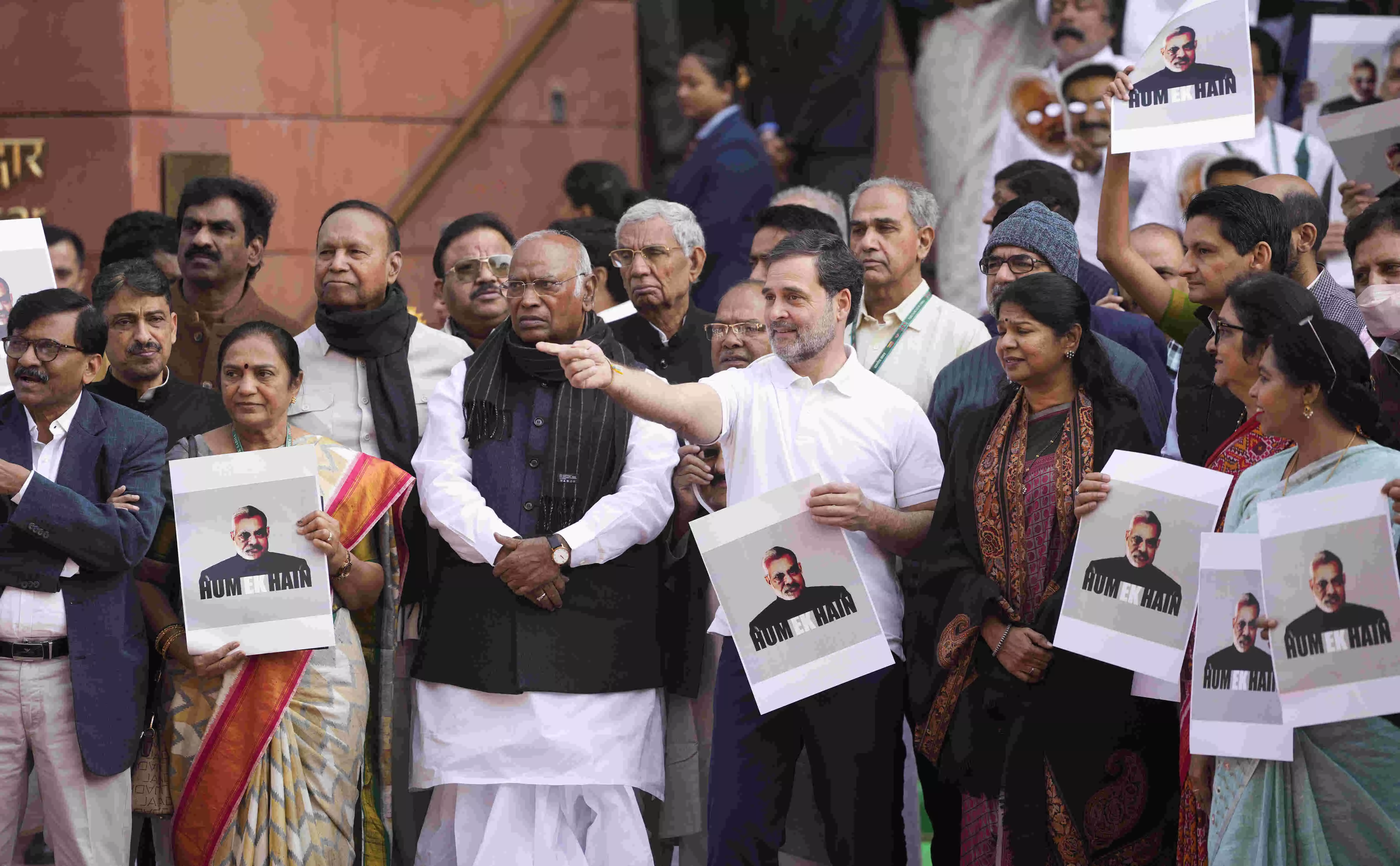 Rahul takes dig at PM, Adani with mock interview in Parliament premises