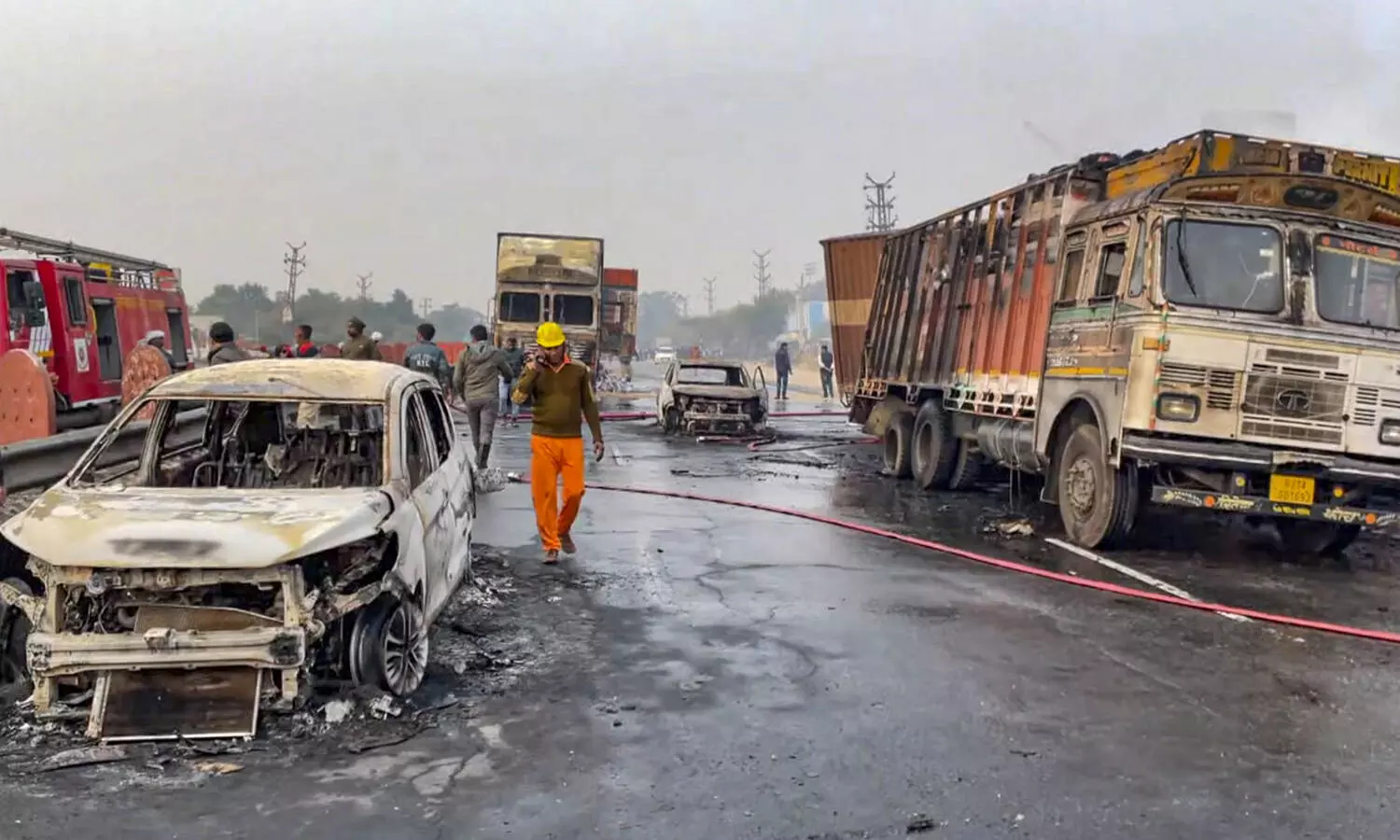 11 dead, over 35 injured in fire after gas tanker collides with other vehicles on Jaipur highway