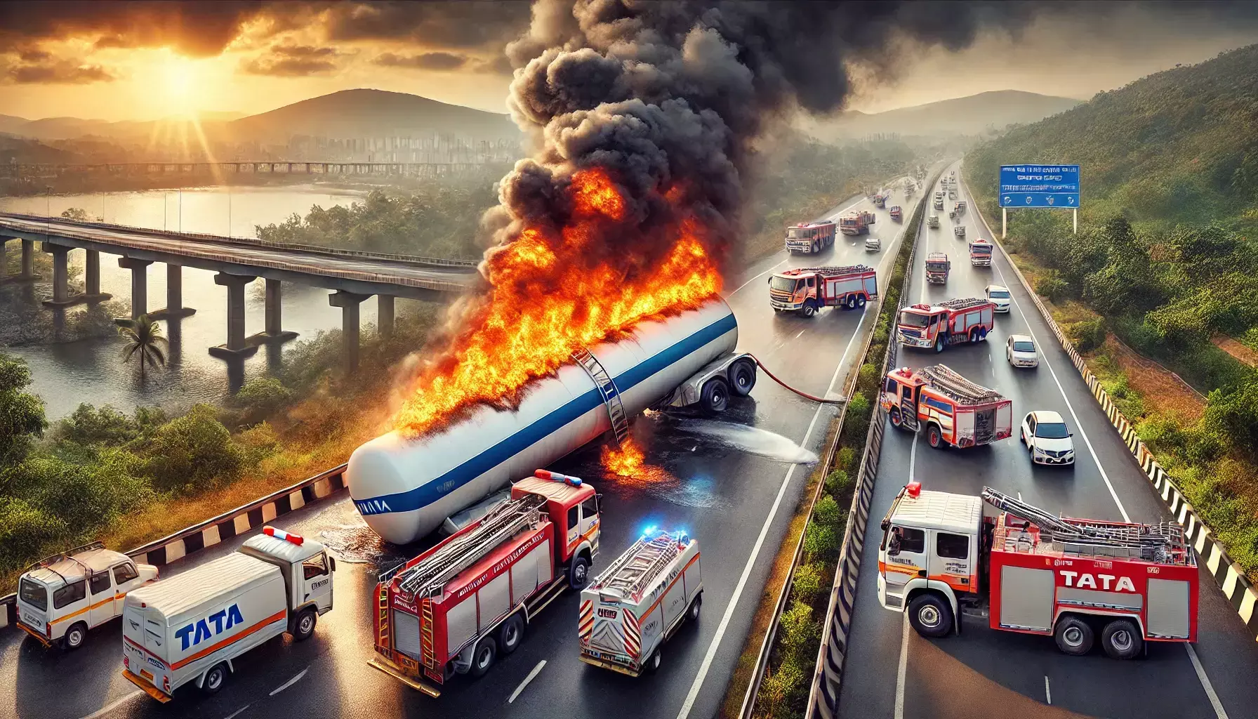 Chemical tanker catches fire near Mumbai-Pune highway; traffic hit