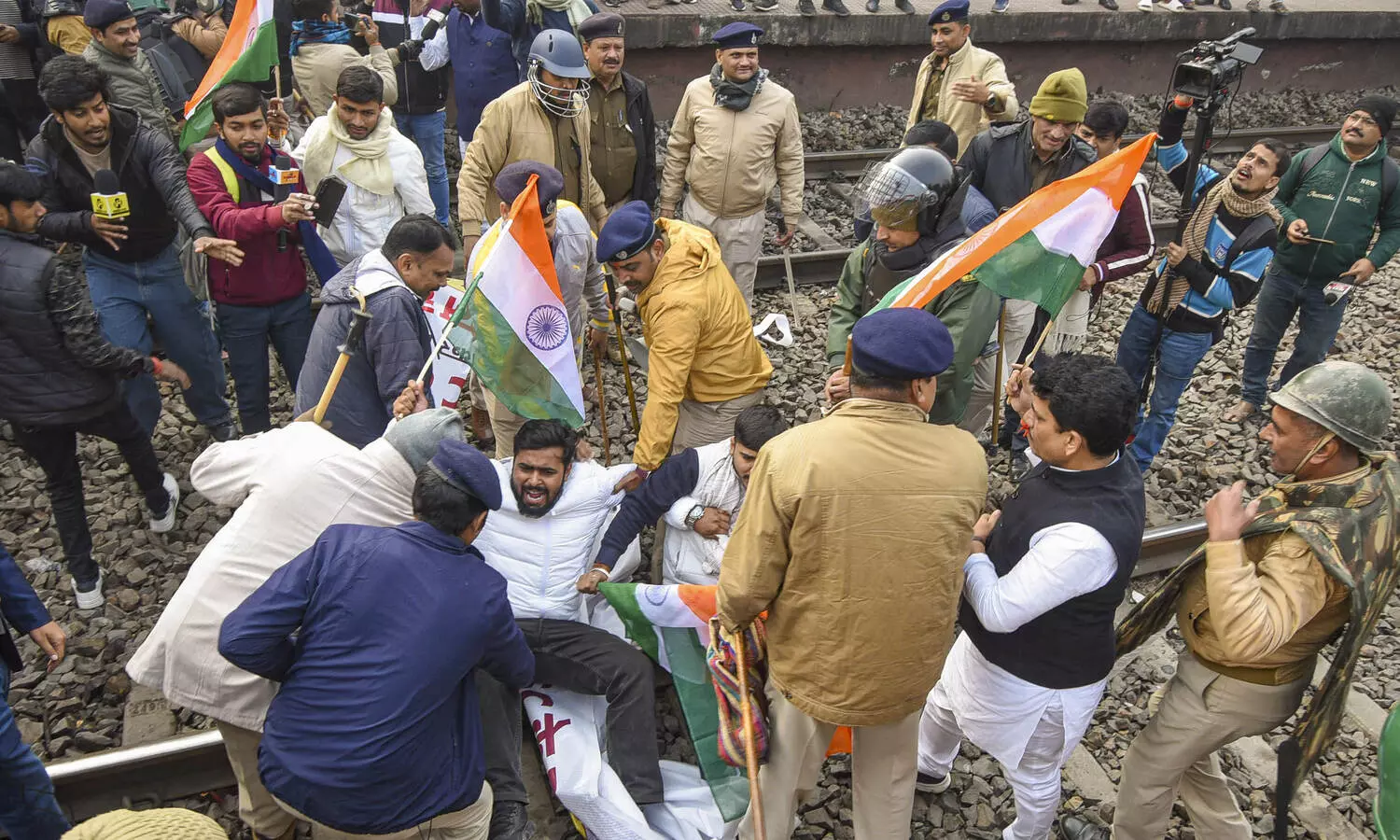 BPSC exam row: MP Pappu Yadavs supporters stage rail blockade in Patna
