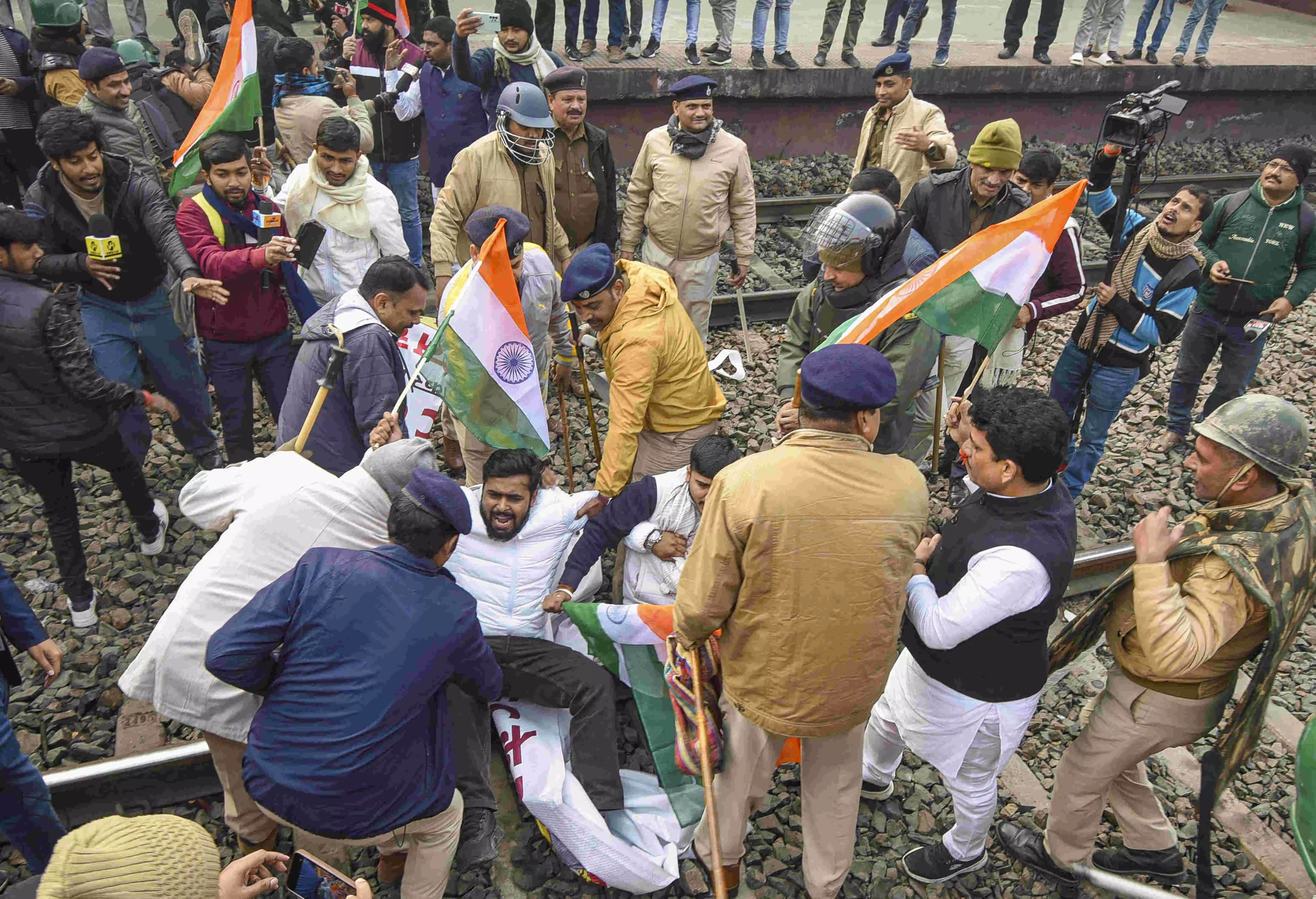 BPSC exam row: MP Pappu Yadavs supporters stage rail blockade in Patna