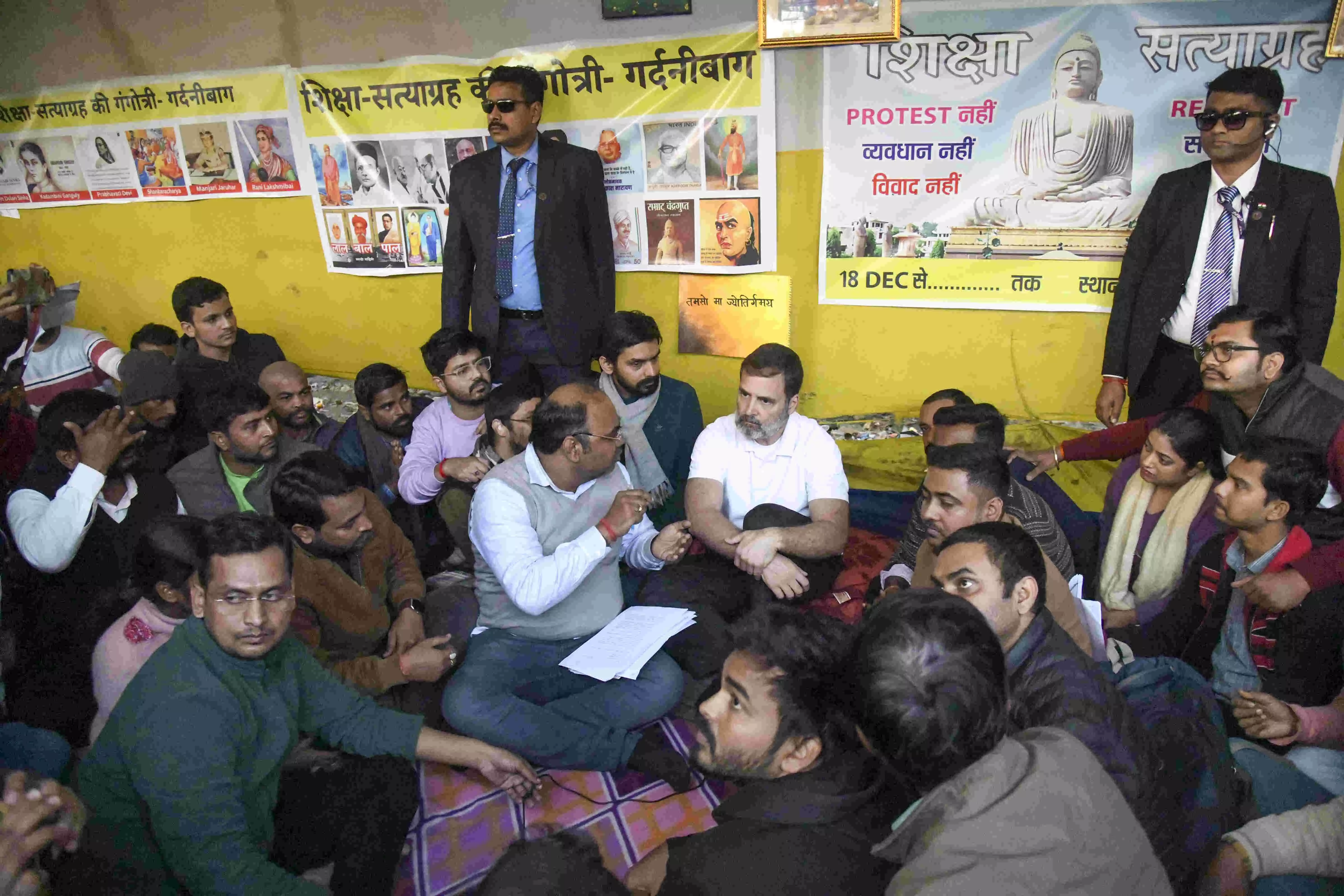 Rahul visits BPSC protest site in Patna, assures full support to students