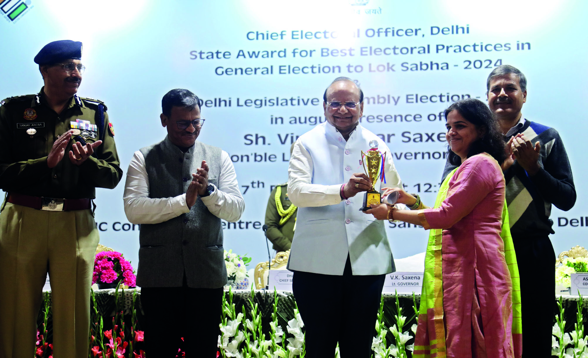 Delhi L-G VK Saxena presents state awards for best electoral practices