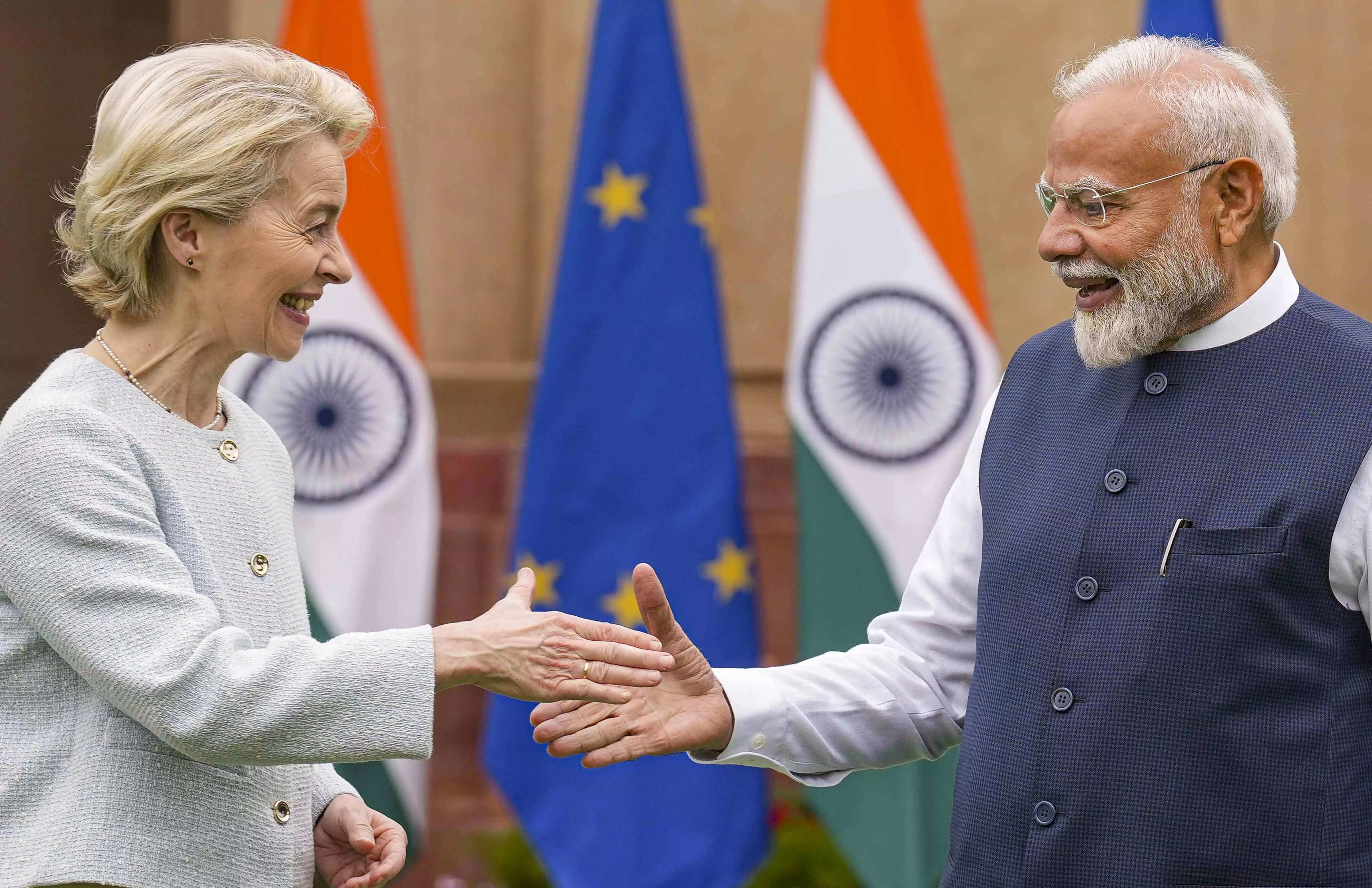PM Modi meets with EU chief Ursula von der Leyen in Delhi PM Modi meets with EU chief Ursula von der Leyen in Delhi