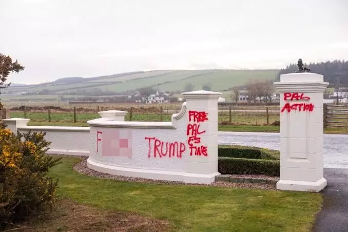 Activists vandalise Trump golf resort over his comments on emptying out Gaza