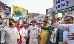 Congress workers protest outside AICC office over ED action in National Herald case